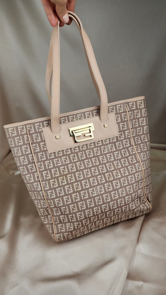 Fendi Zucchino Print Tote in Pink