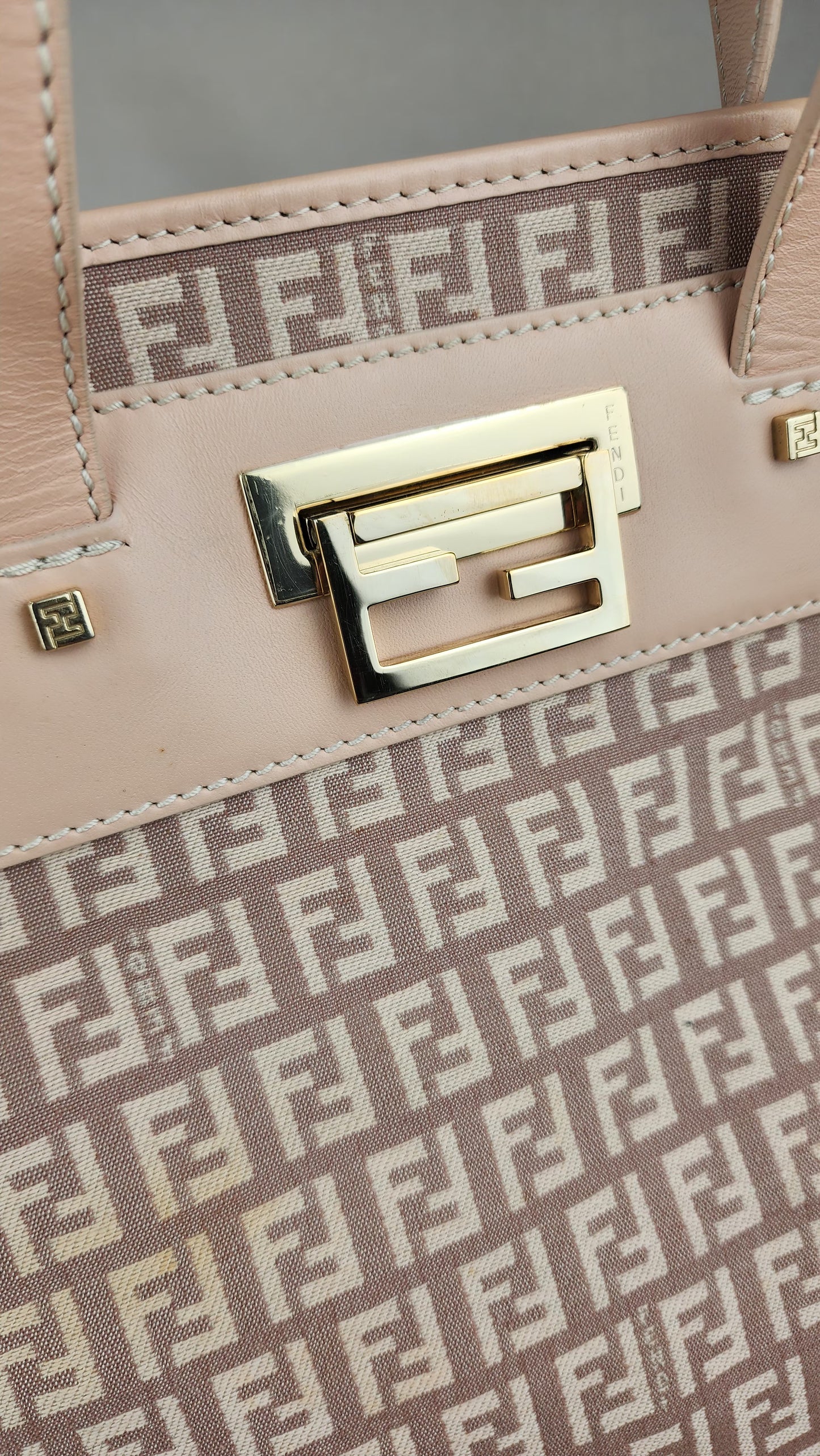 Fendi Zucchino Print Tote in Pink