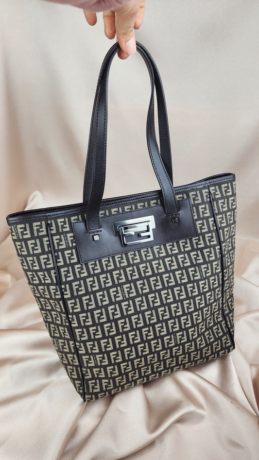 Fendi Zucchino Print Brown Tote