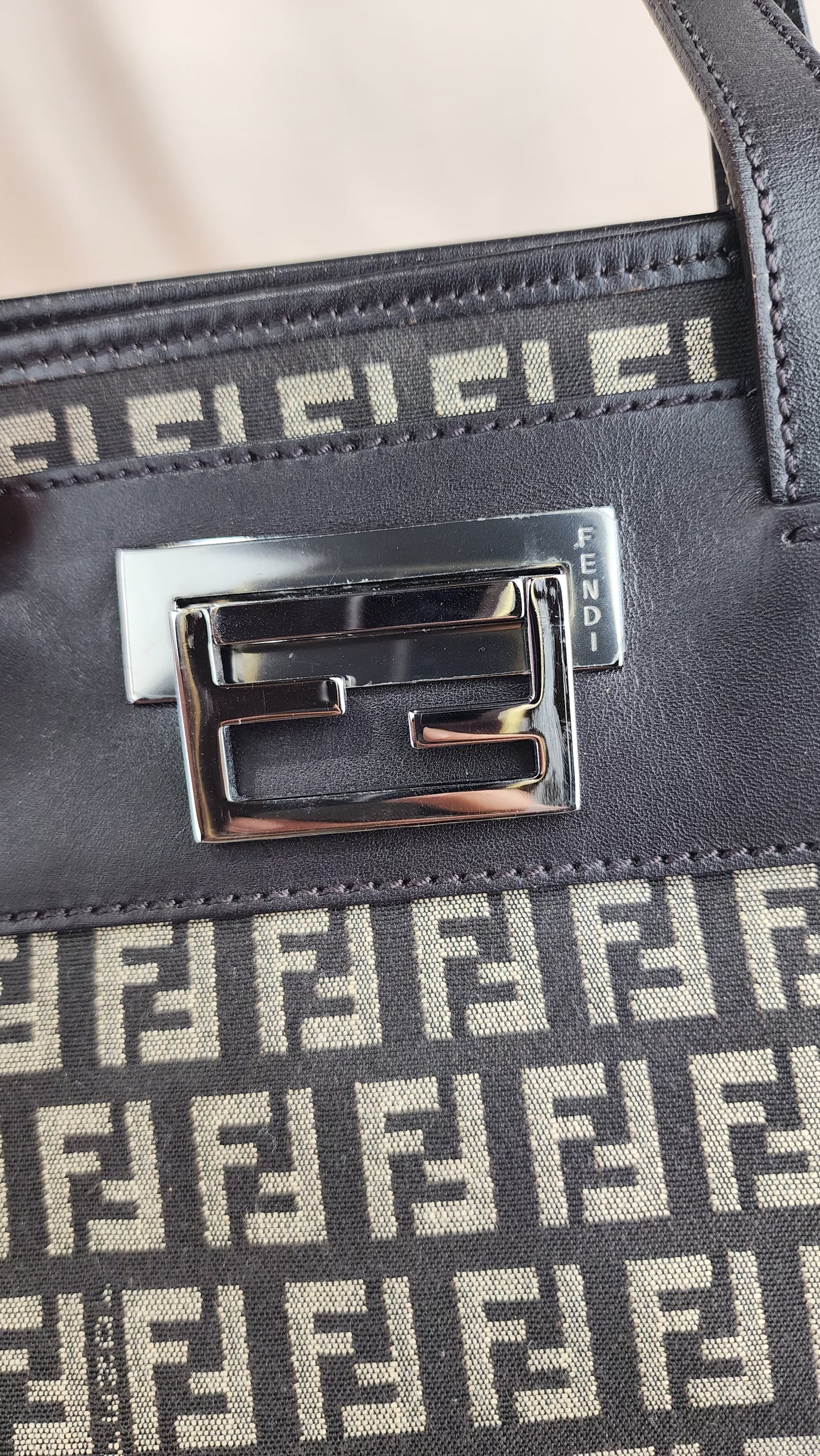 Fendi Zucchino Print Brown Tote