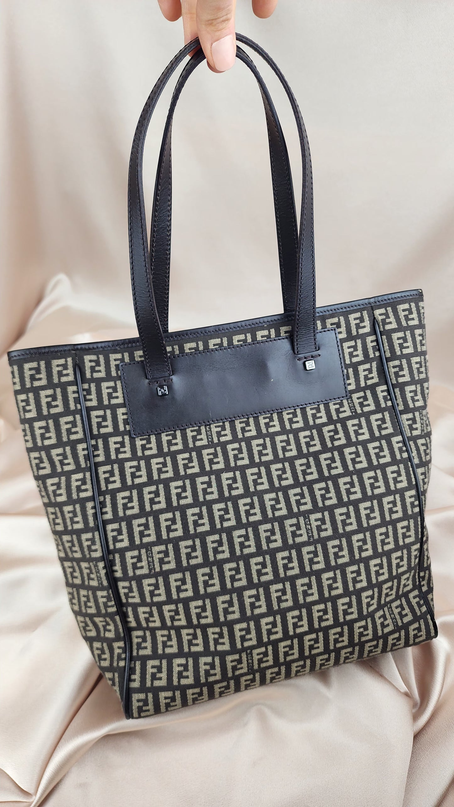 Fendi Zucchino Print Brown Tote