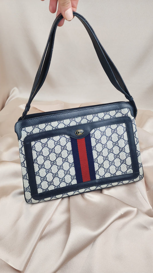 Gucci Vintage Navy Blue Shoulder Bag