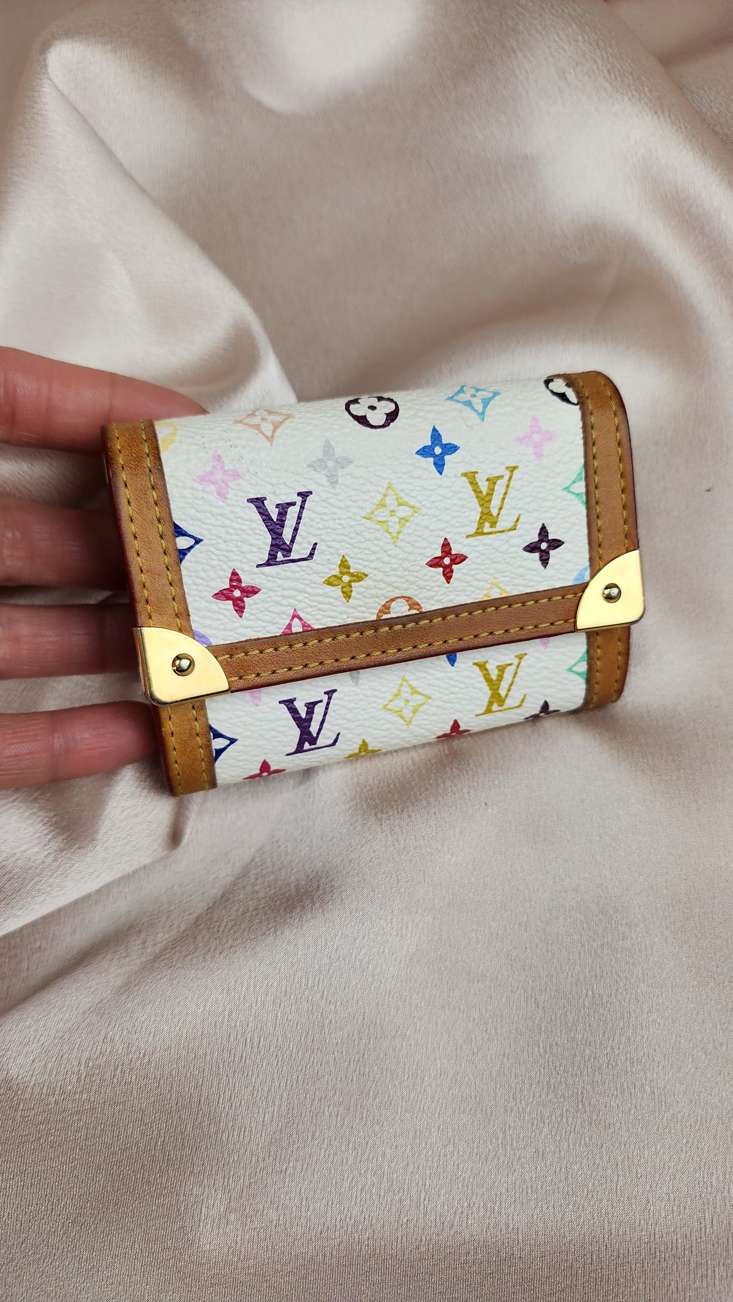 Louis Vuitton Multicolor Porte Monnaie Plat White Wallet