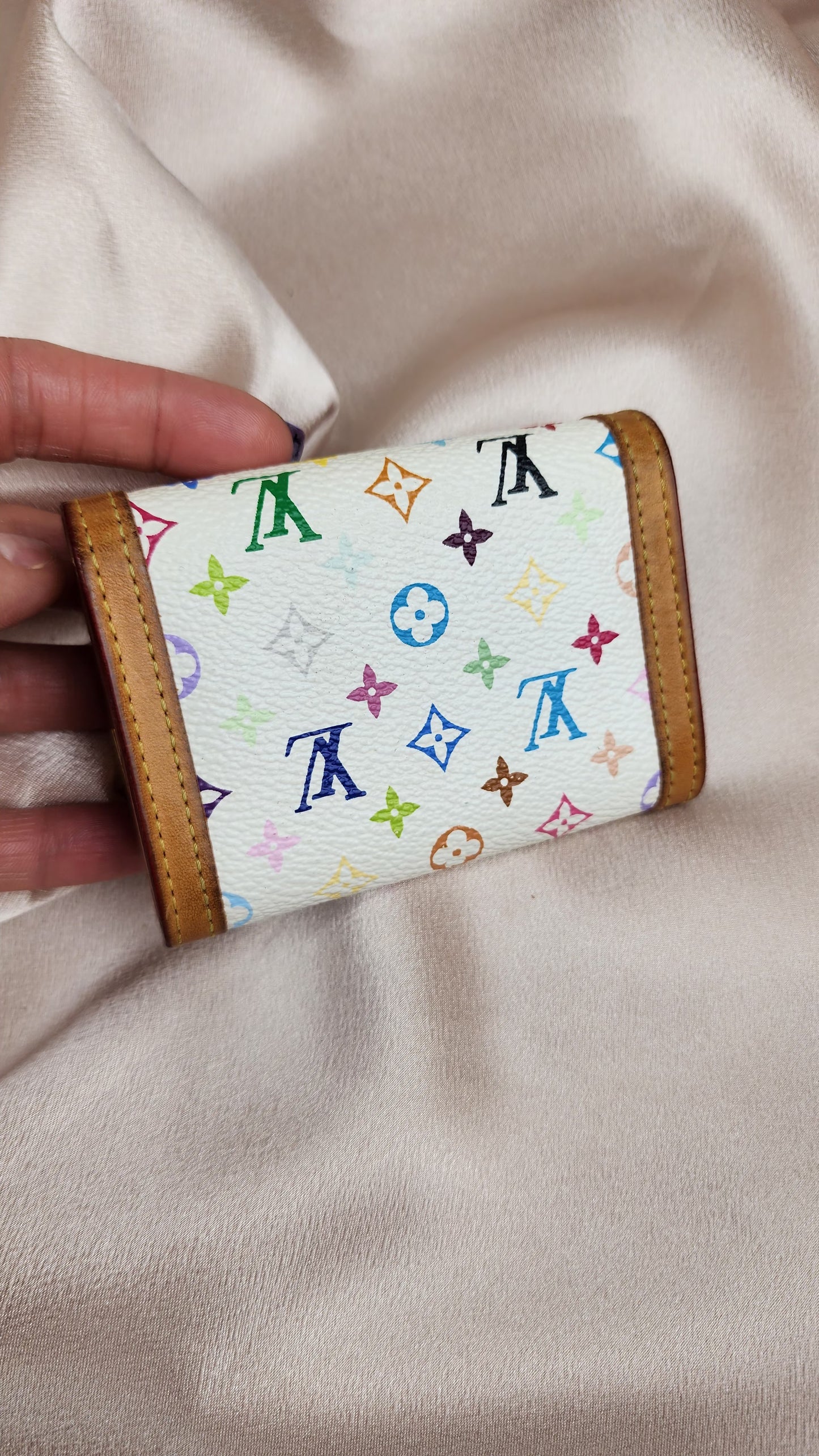 Louis Vuitton Multicolor Porte Monnaie Plat White Wallet