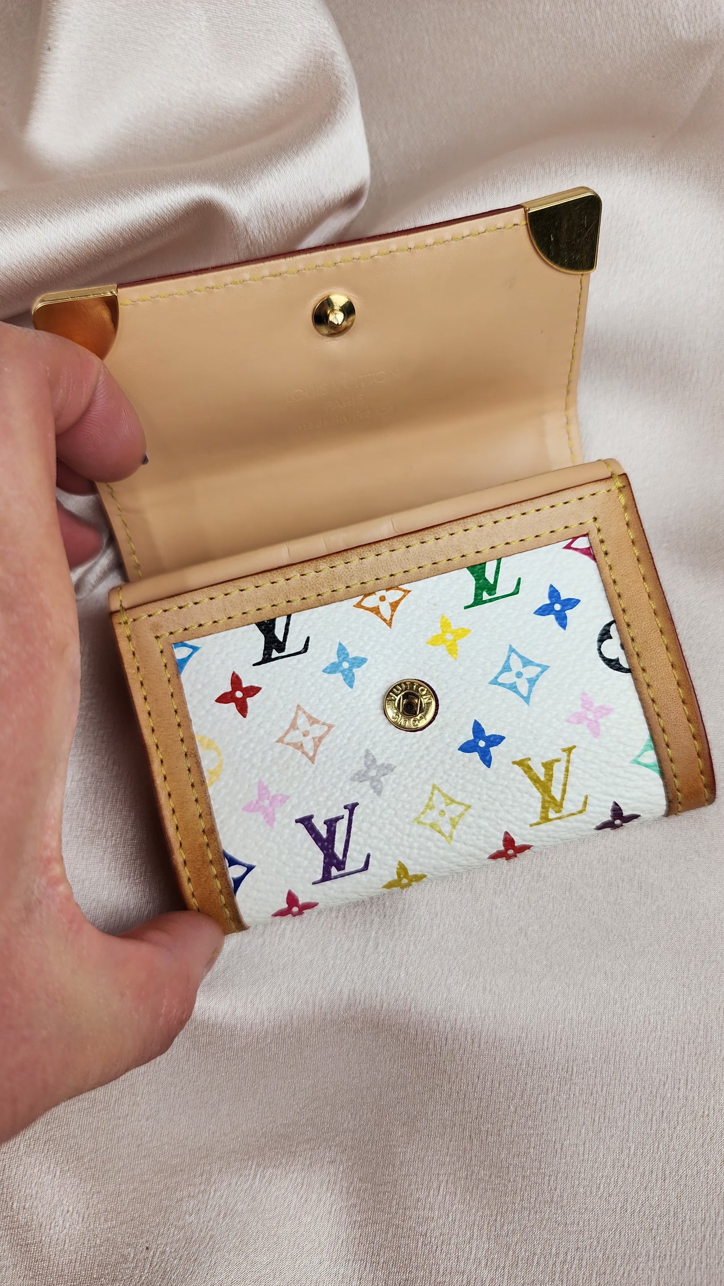 Louis Vuitton Multicolor Porte Monnaie Plat White Wallet