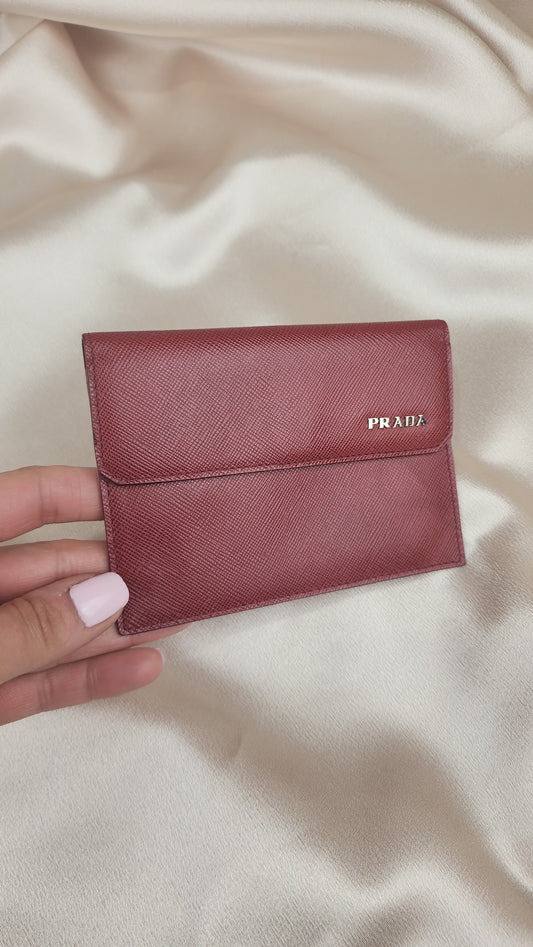 Prada Red Saffiano Leather Card Holder