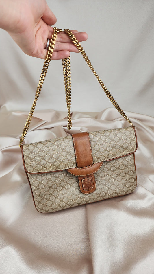 Celine Beige Macadam Chain Bag