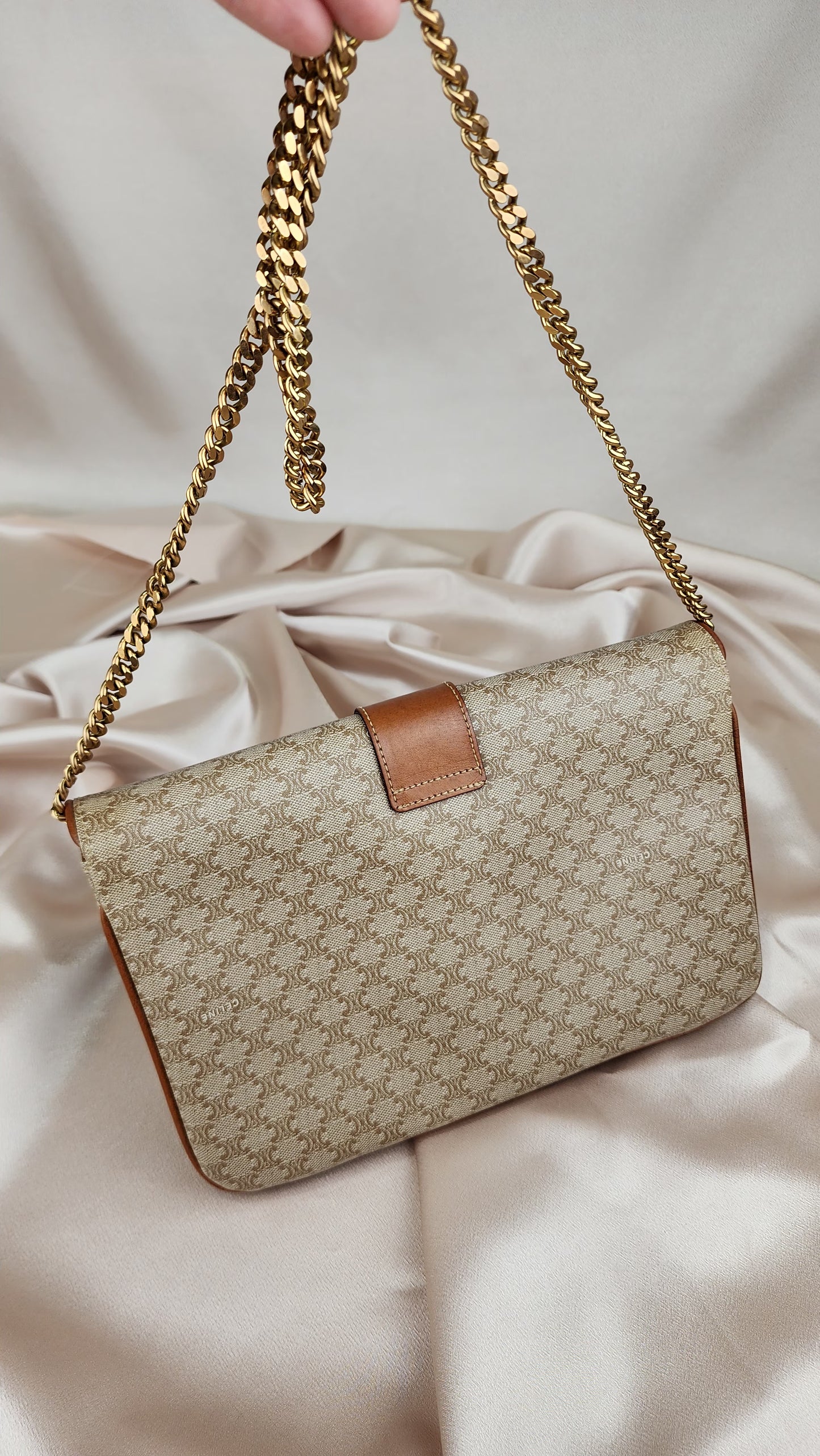 Celine Beige Macadam Chain Bag