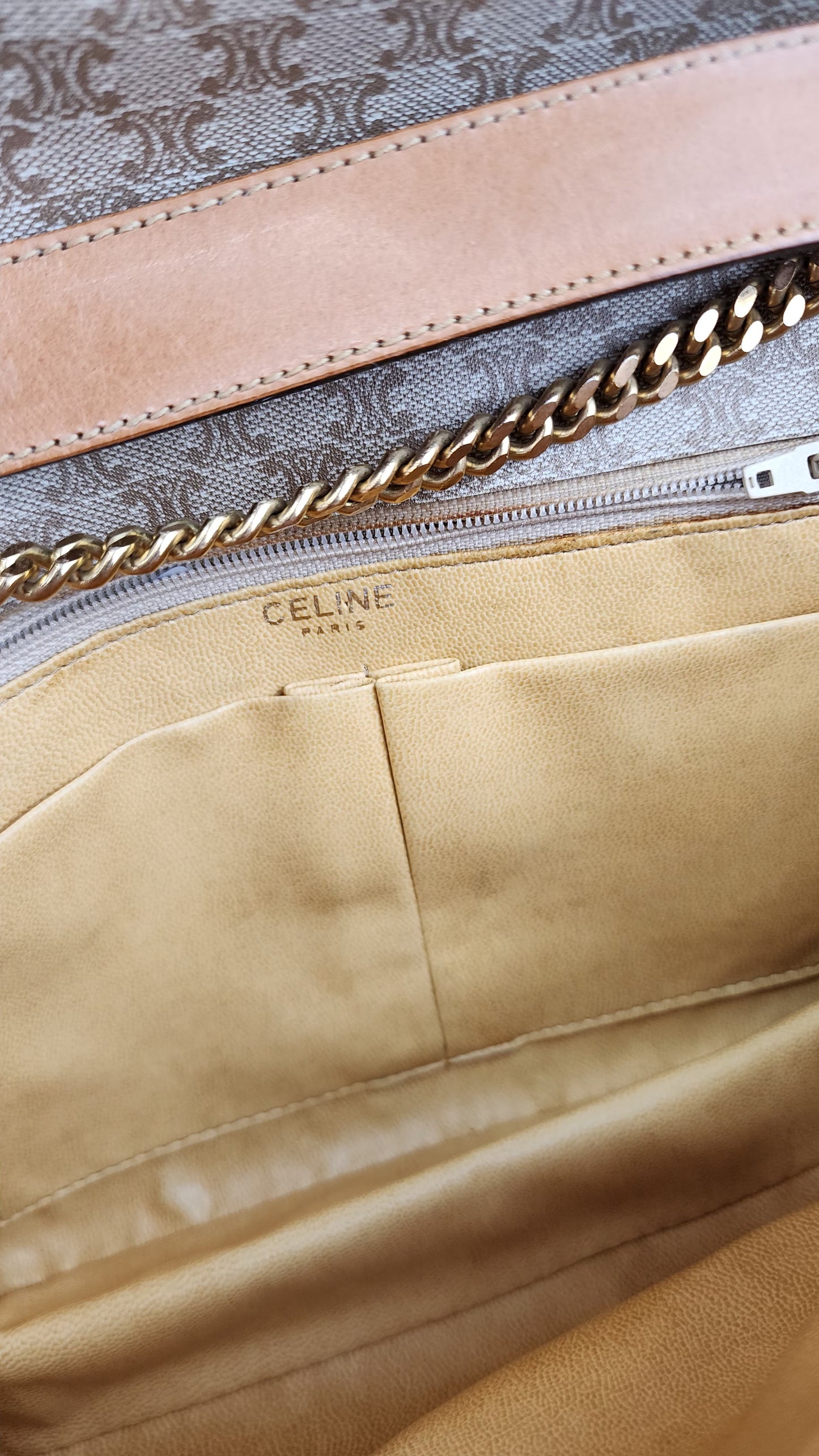 Celine Beige Macadam Chain Bag