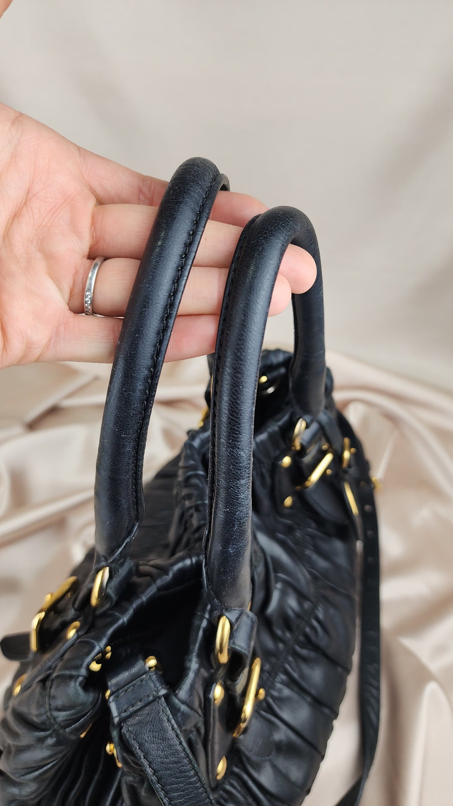 Prada Black Leather Handbag with Long Strap