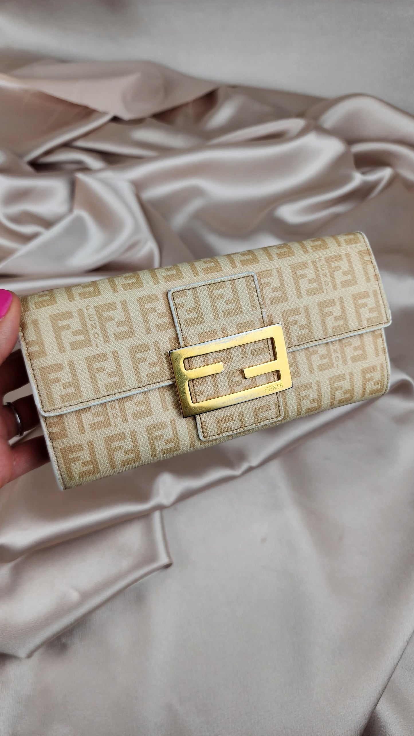 Fendi Zucchino Print Pink Long Wallet