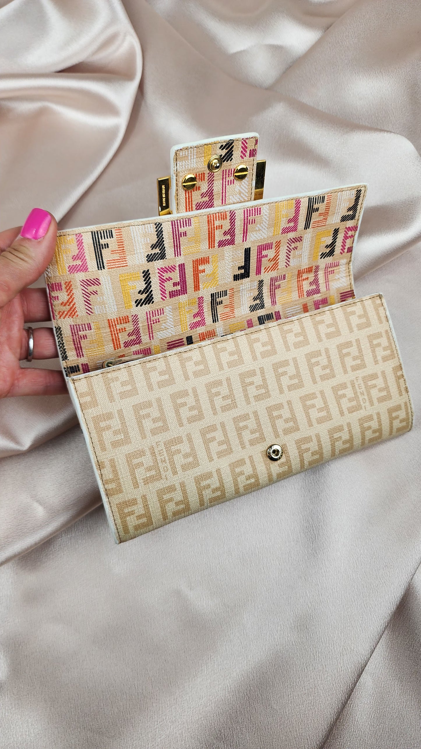 Fendi Zucchino Print Pink Long Wallet