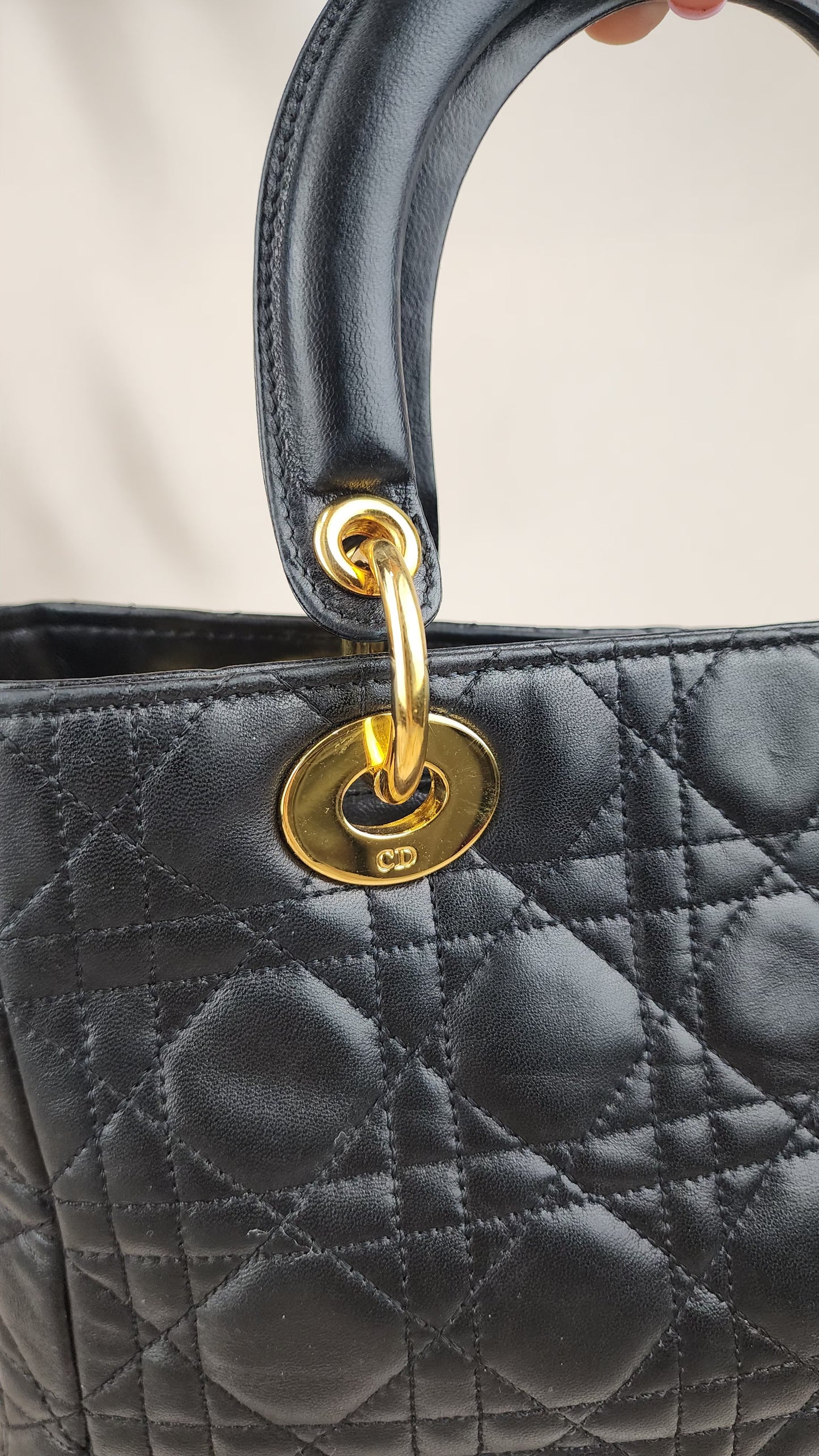 Lady Dior Medium, Black Soft Leather