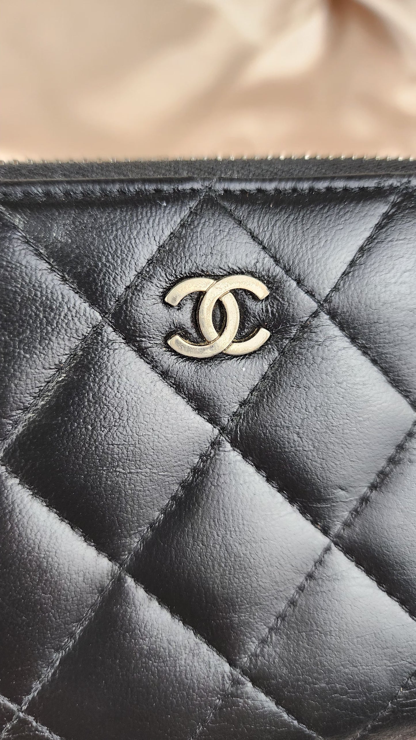 Chanel Long Lamb Skin Zippy Black Quilted Wallet - 593