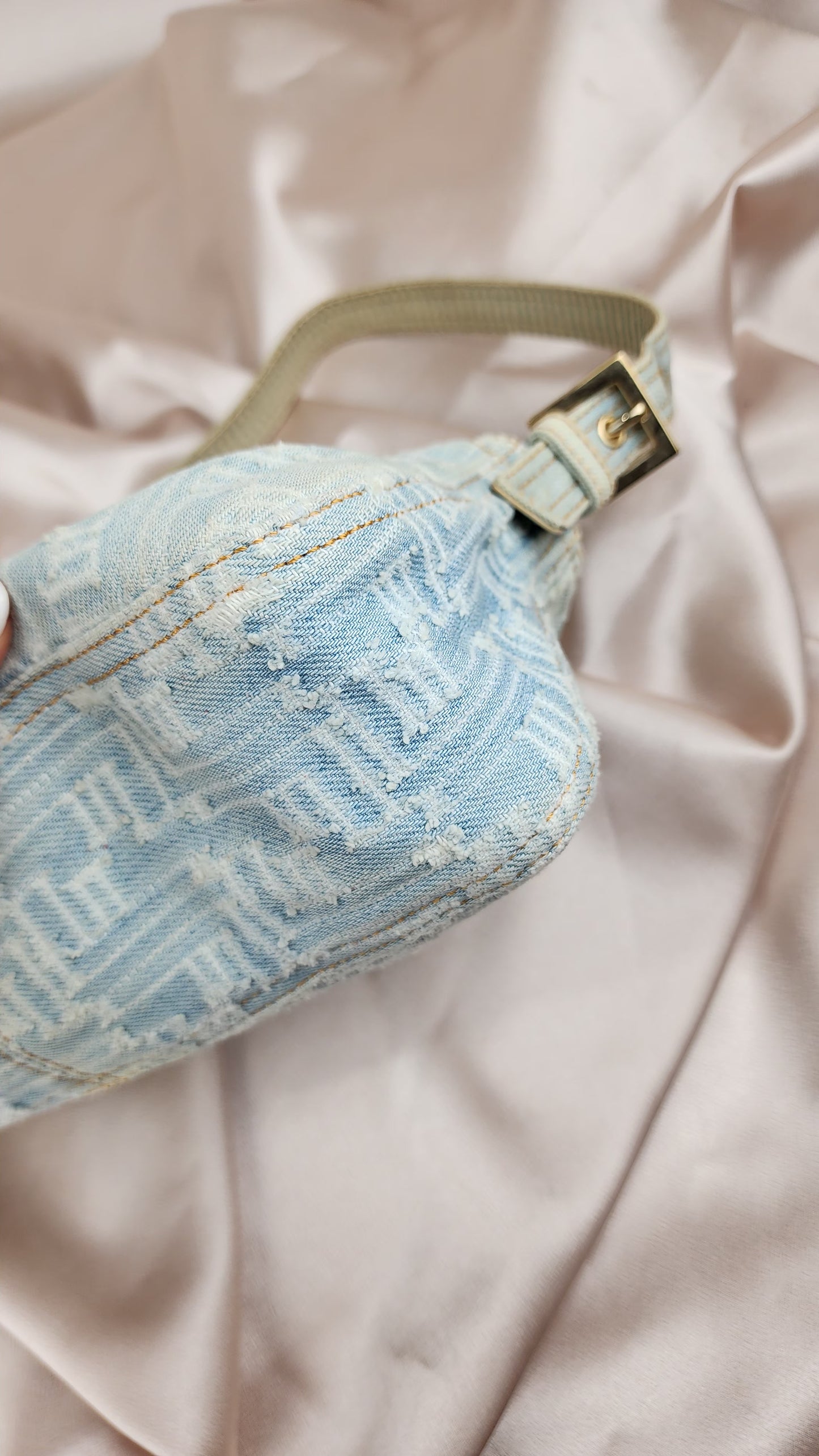 Fendi Zucca Print Denim Baguette