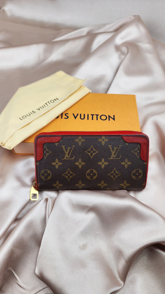 Louis Vuitton Monogram and Red Zippy Wallet - Full Inclusion