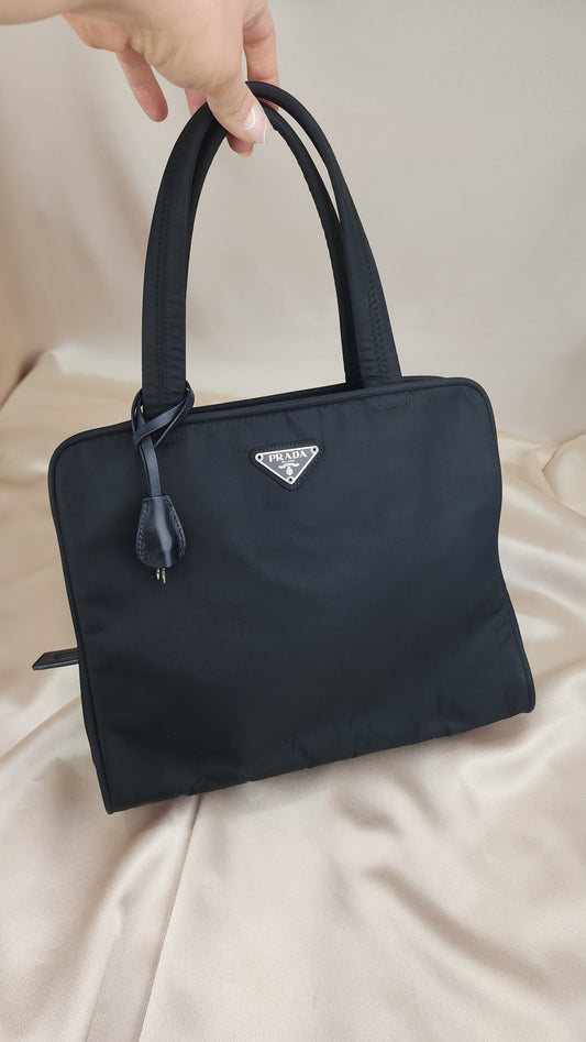 Prada Black Nylon Lock and Key Tote