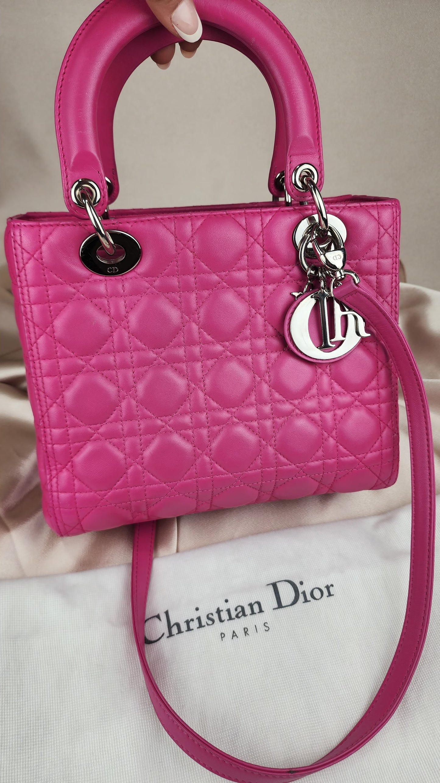 Christian Dior Lady Dior Canage Pink Lambskin Bag - 798