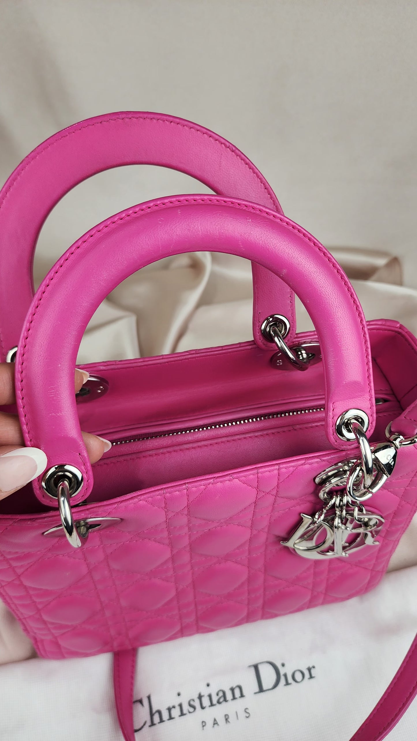 Christian Dior Lady Dior Canage Pink Lambskin Bag - 798