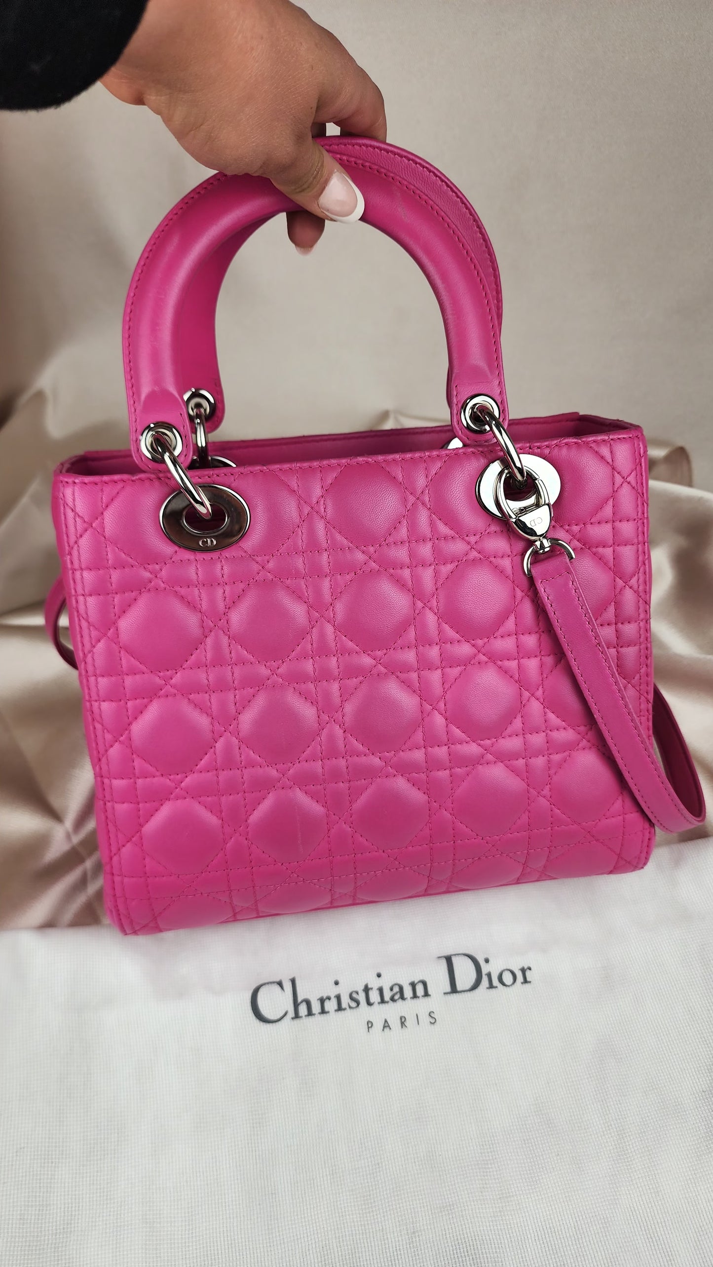 Christian Dior Lady Dior Canage Pink Lambskin Bag - 798