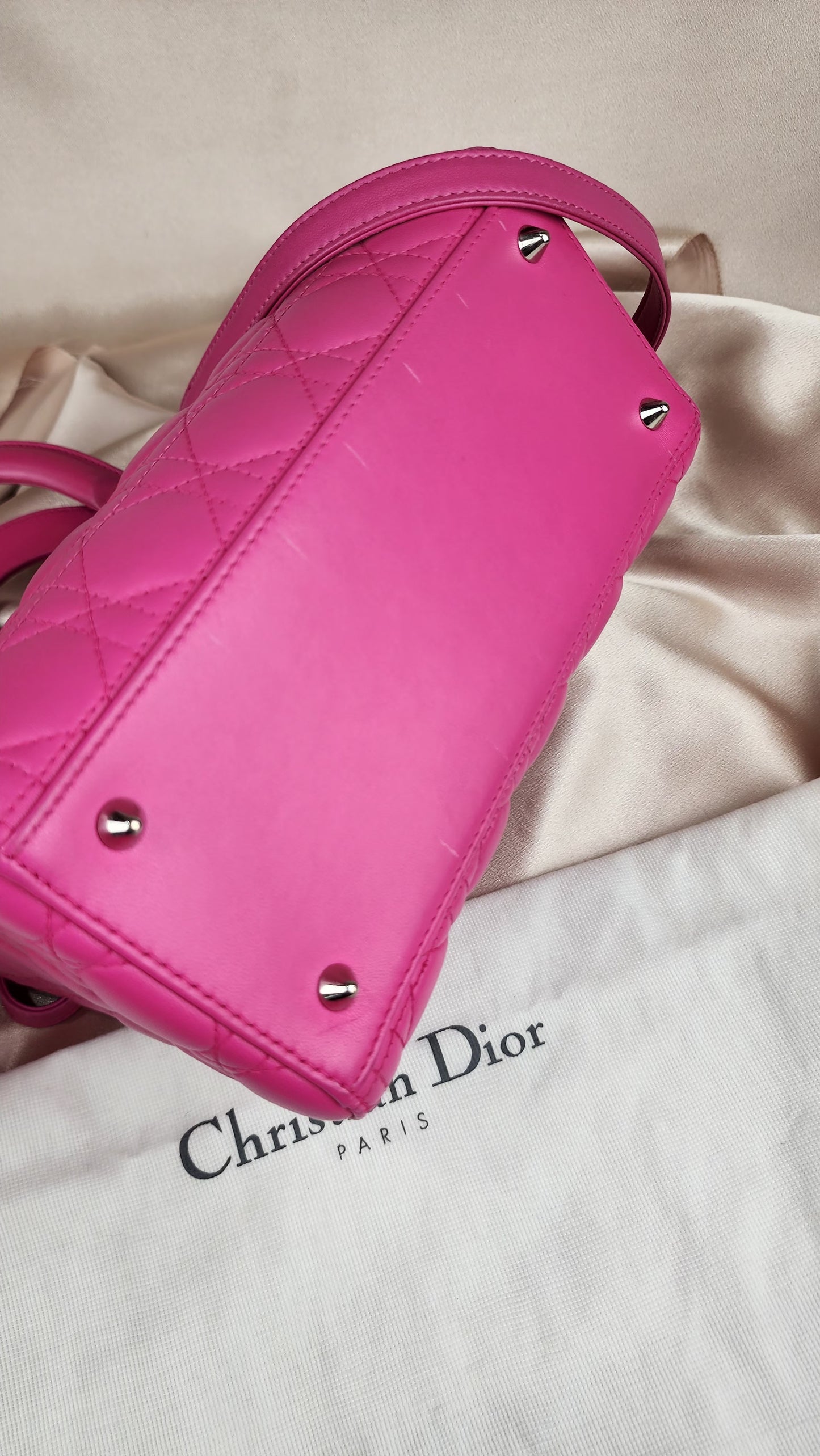 Christian Dior Lady Dior Canage Pink Lambskin Bag - 798