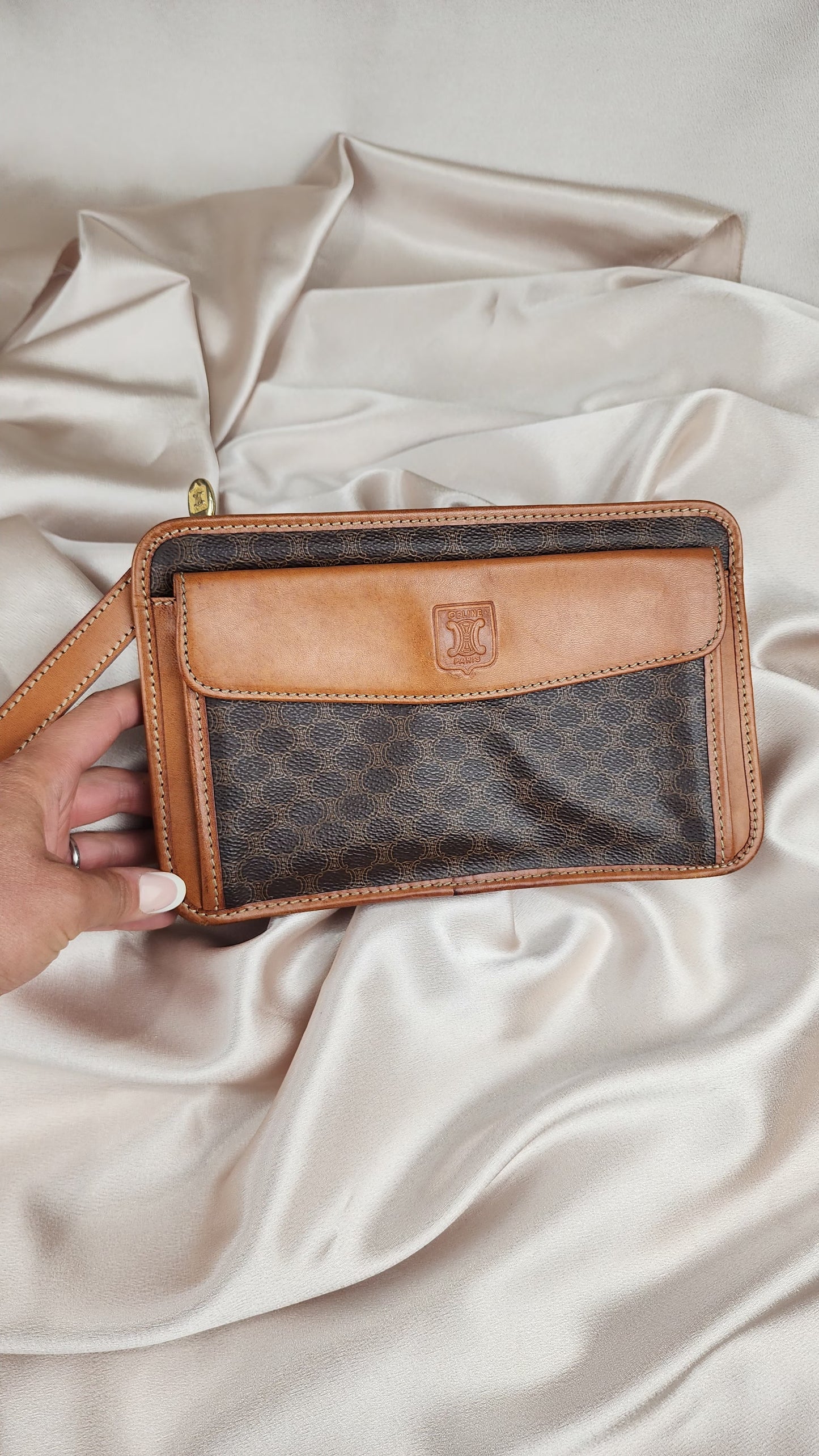 Celine Macadam Triomphe Wristlet Clutch