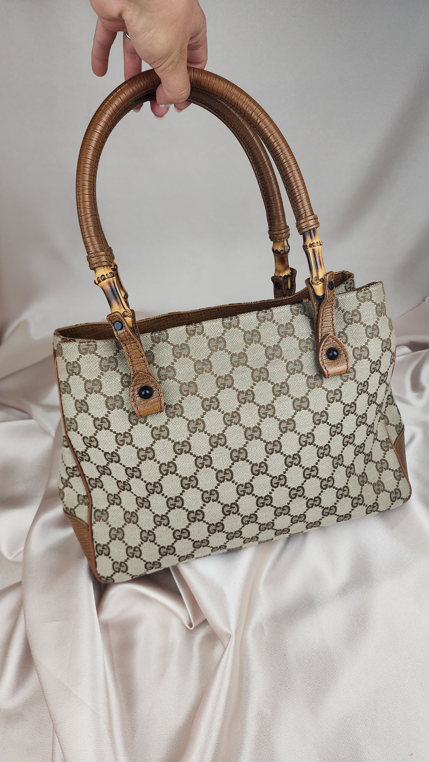 Gucci GG Canvas Bamboo Hand Bag - 804