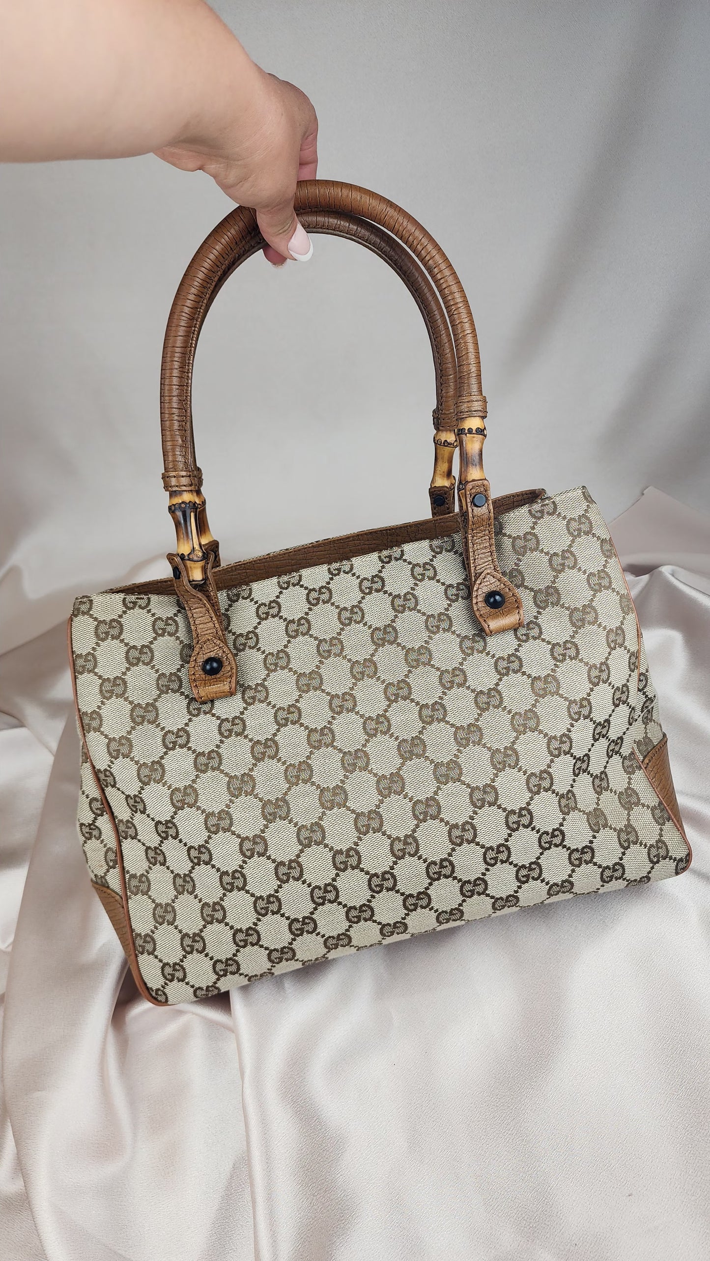 Gucci GG Canvas Bamboo Hand Bag - 804