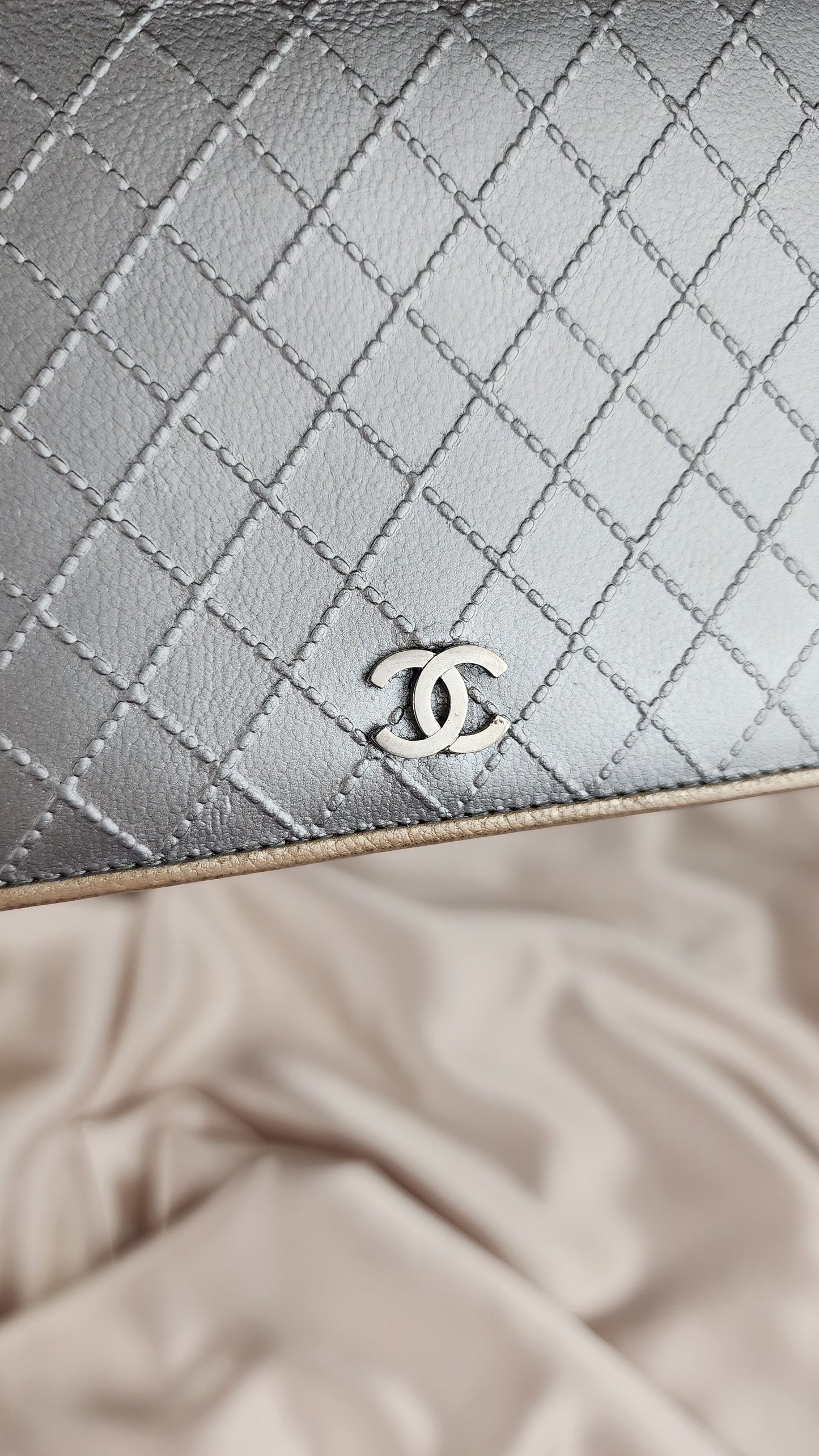 Chanel Silver and Gold Leather Long Wallet - 664