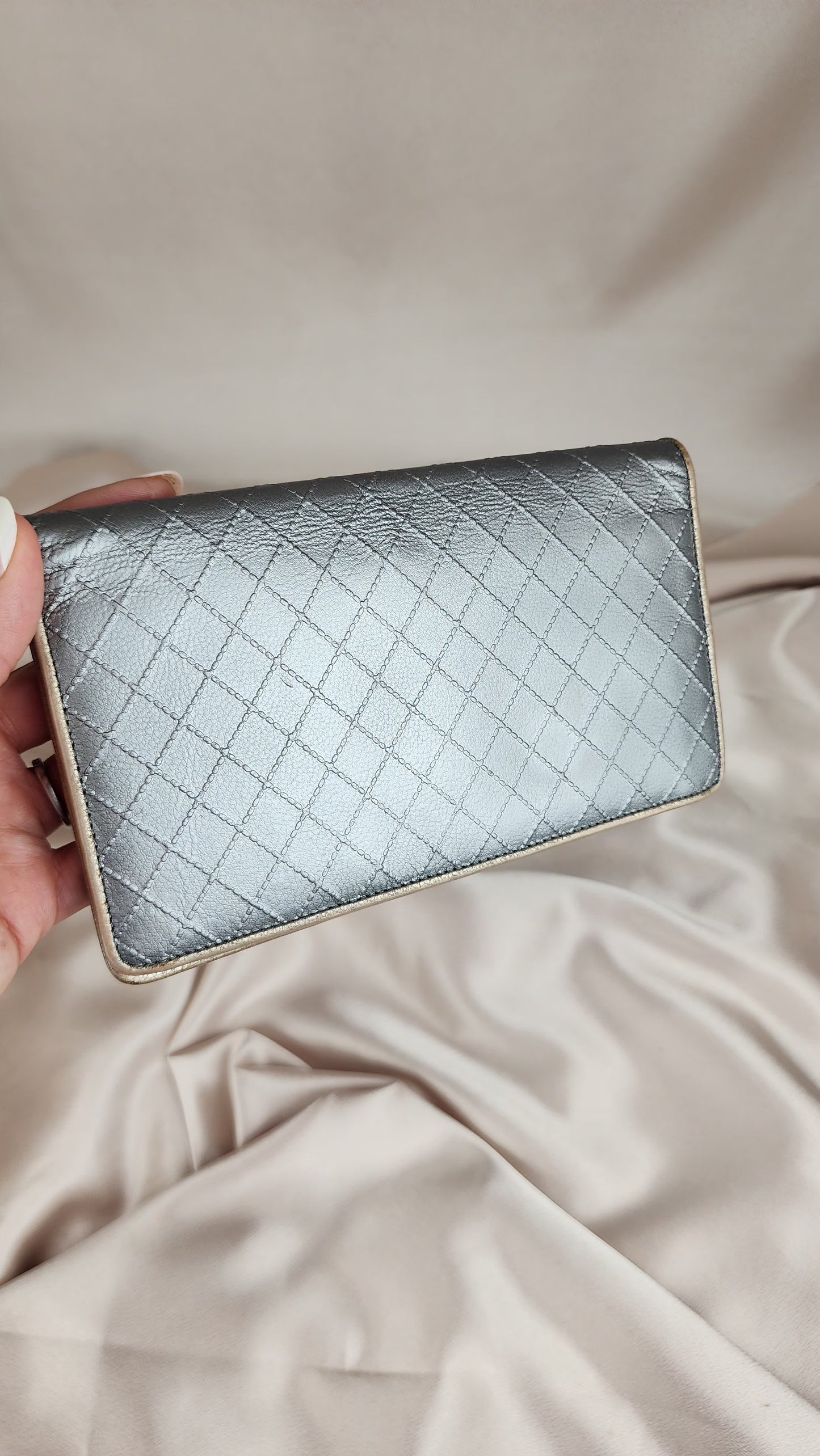 Chanel Silver and Gold Leather Long Wallet - 664