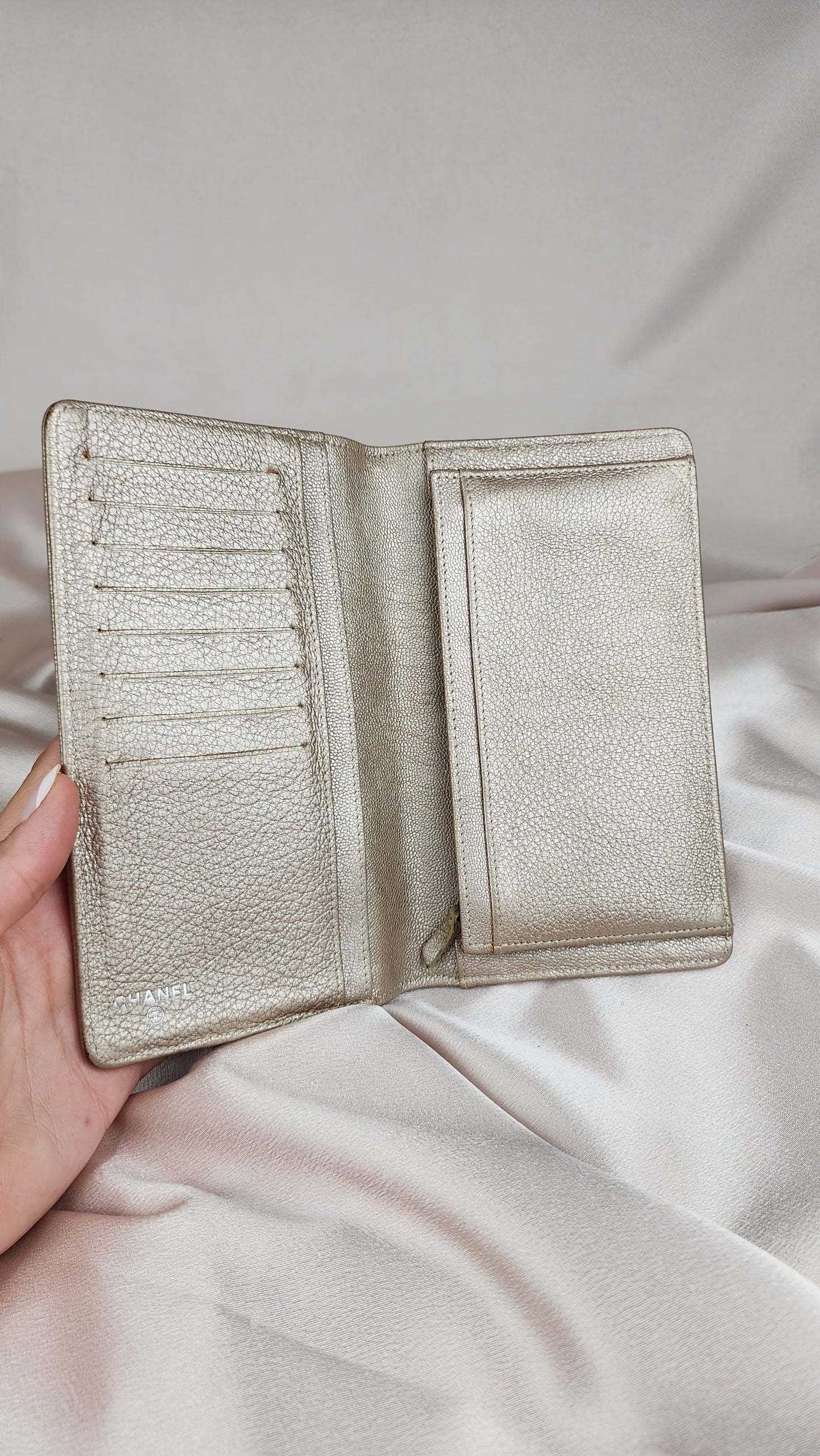 Chanel Silver and Gold Leather Long Wallet - 664