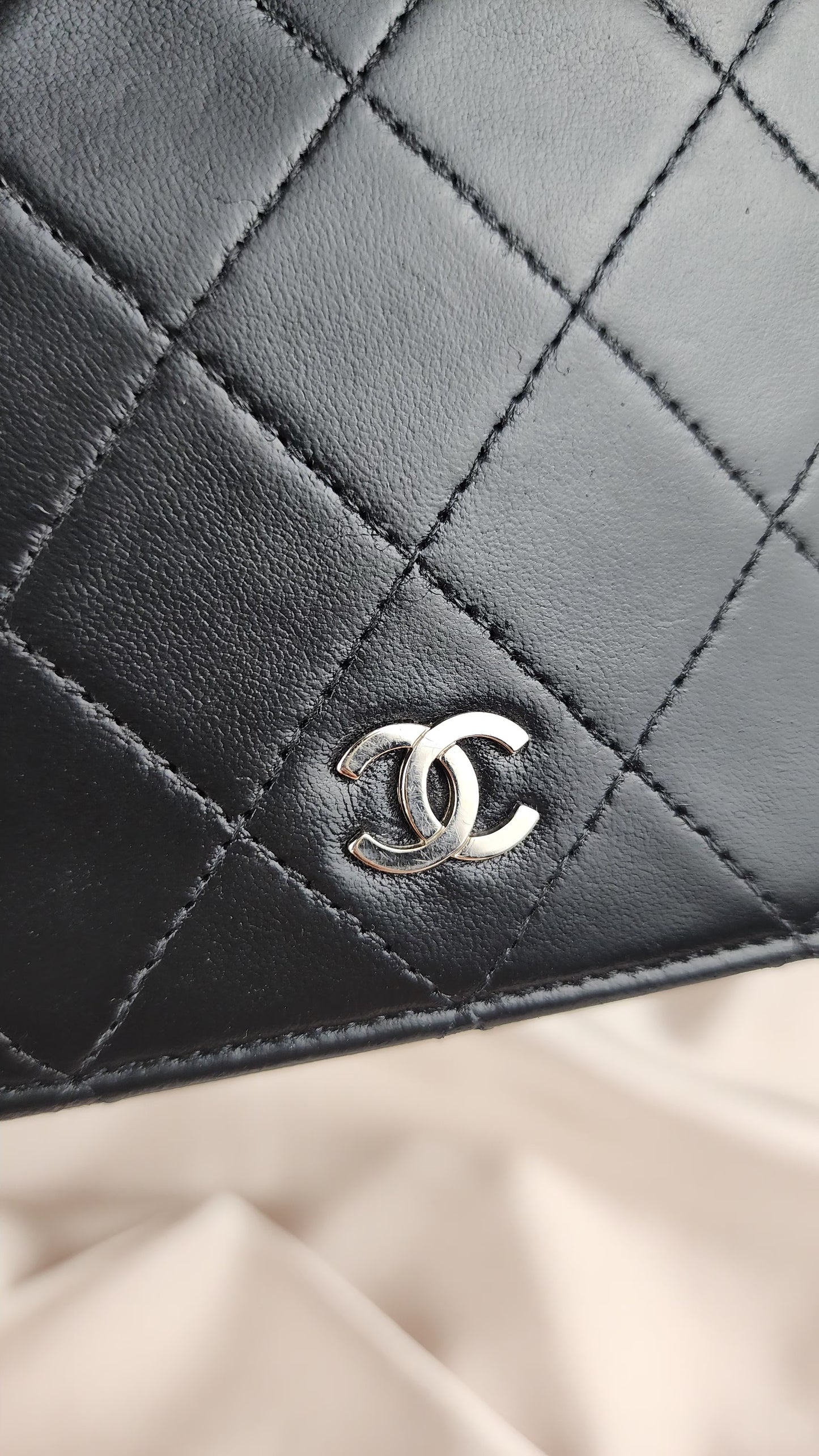 Chanel Matelasse Long Flap Wallet Lamb Skin Black - 676