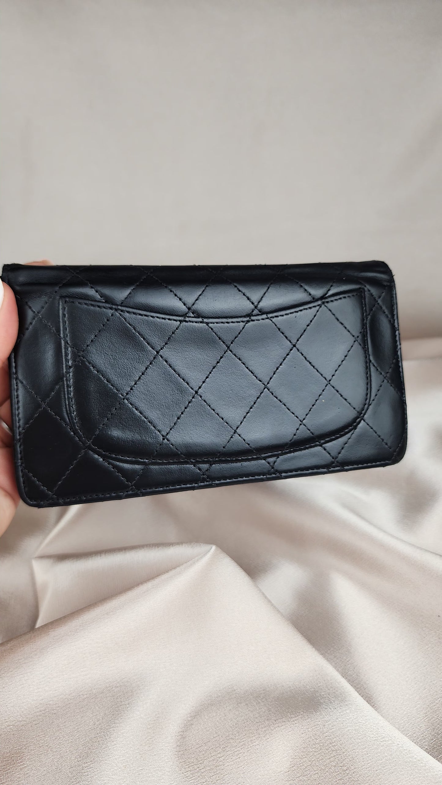 Chanel Matelasse Long Flap Wallet Lamb Skin Black - 676