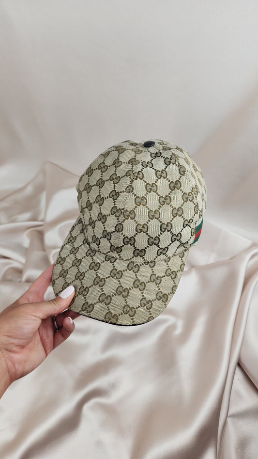 Gucci GG Canvas Sherry Line Beige Cap XL - 869