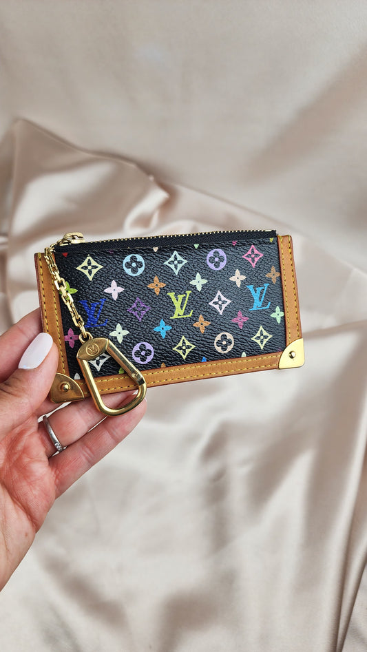 Louis Vuitton Monogram Black Multicolor Pochette Cles Purse - 864