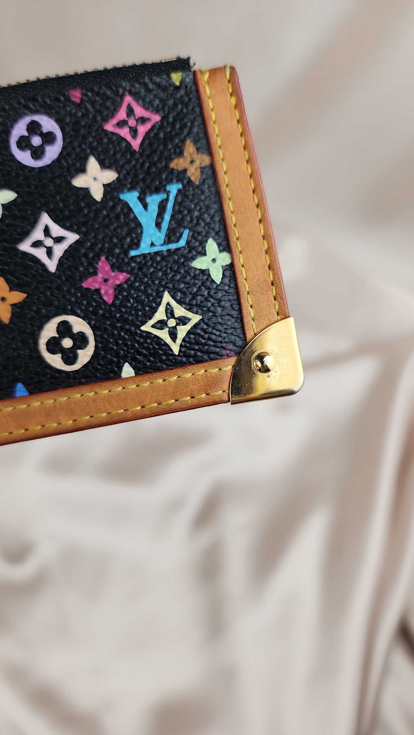 Louis Vuitton Monogram Black Multicolor Pochette Cles Purse - 864