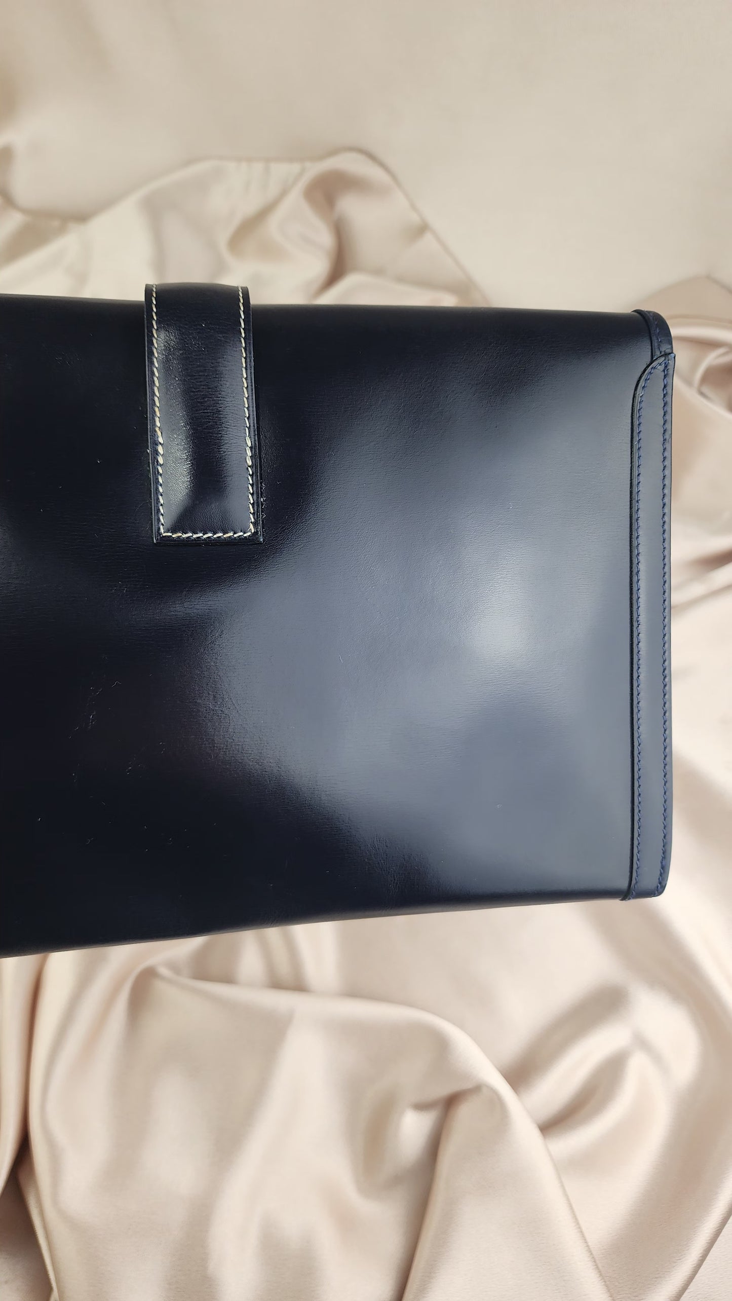 Hermes Jige PM Clutch Bag Navy Box Leather - 867