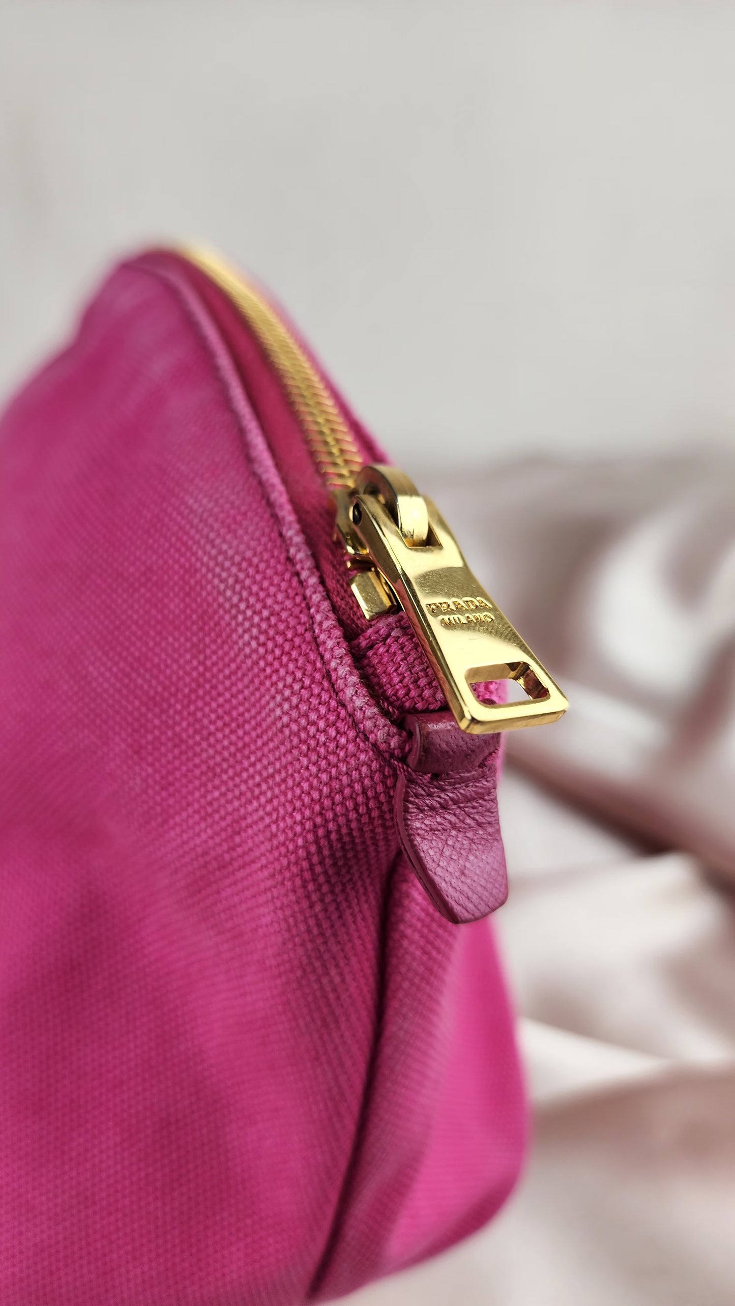 Prada Pink and Gold Canvas Pouch - 914