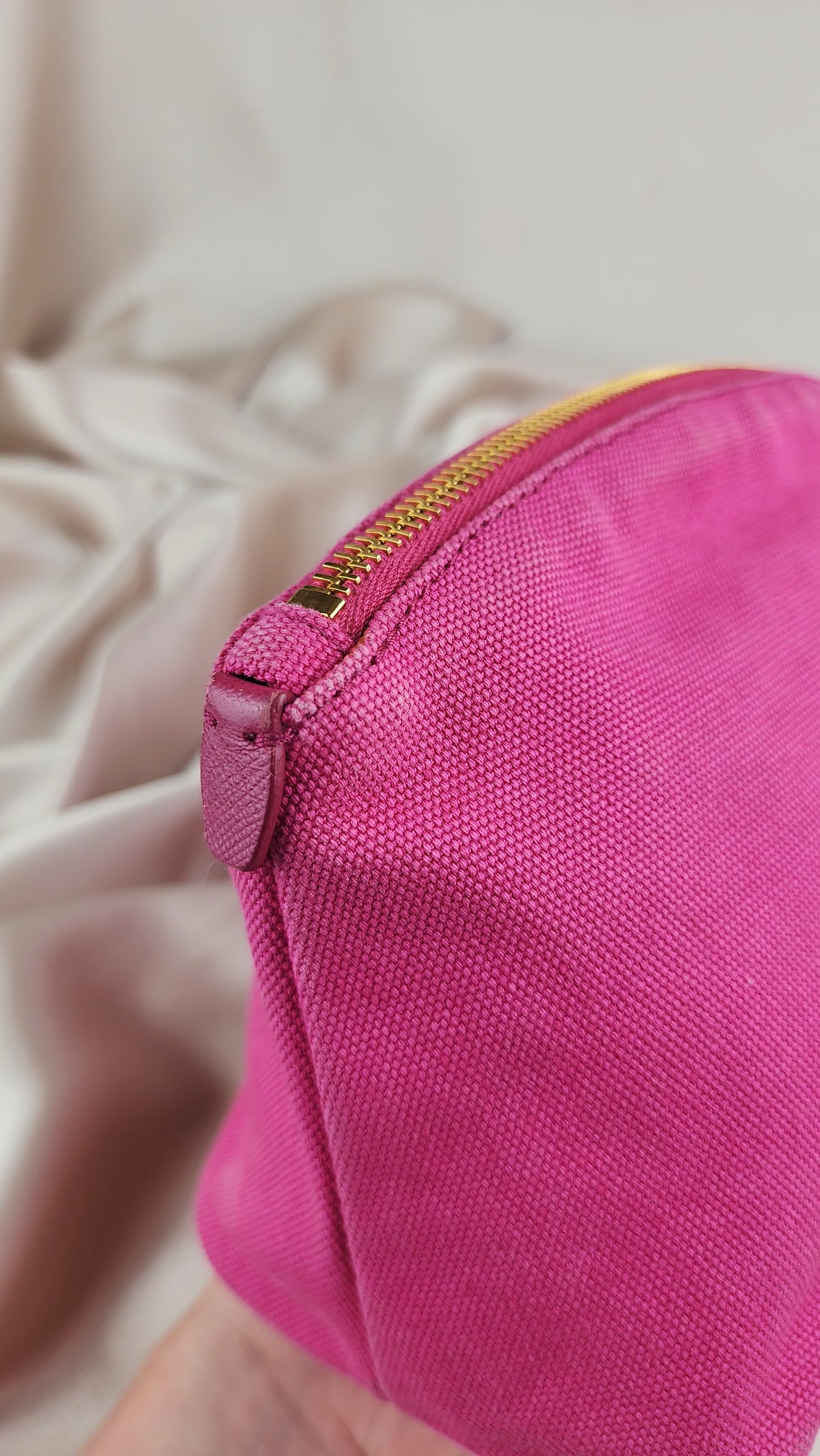 Prada Pink and Gold Canvas Pouch - 914