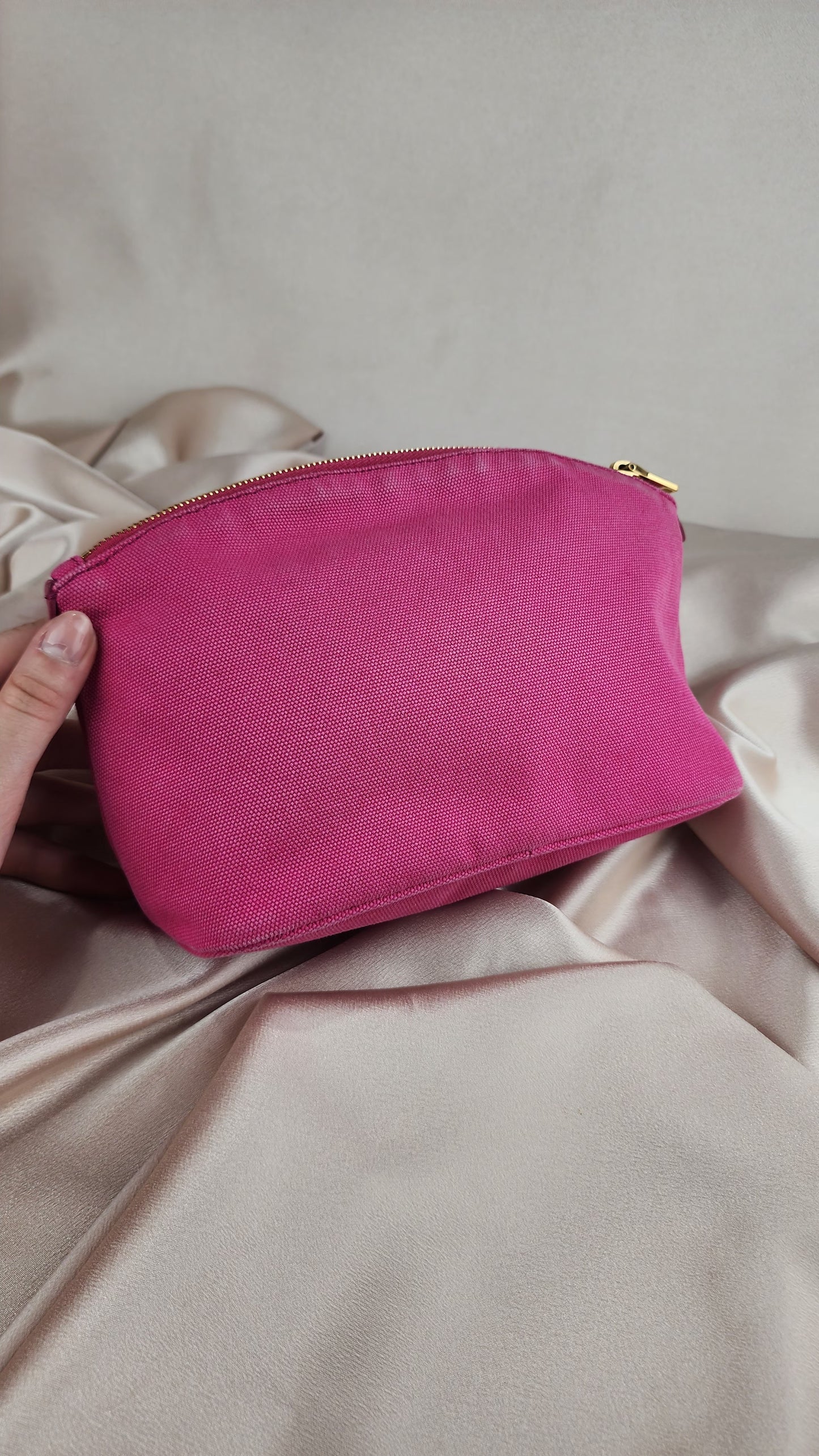 Prada Pink and Gold Canvas Pouch - 914