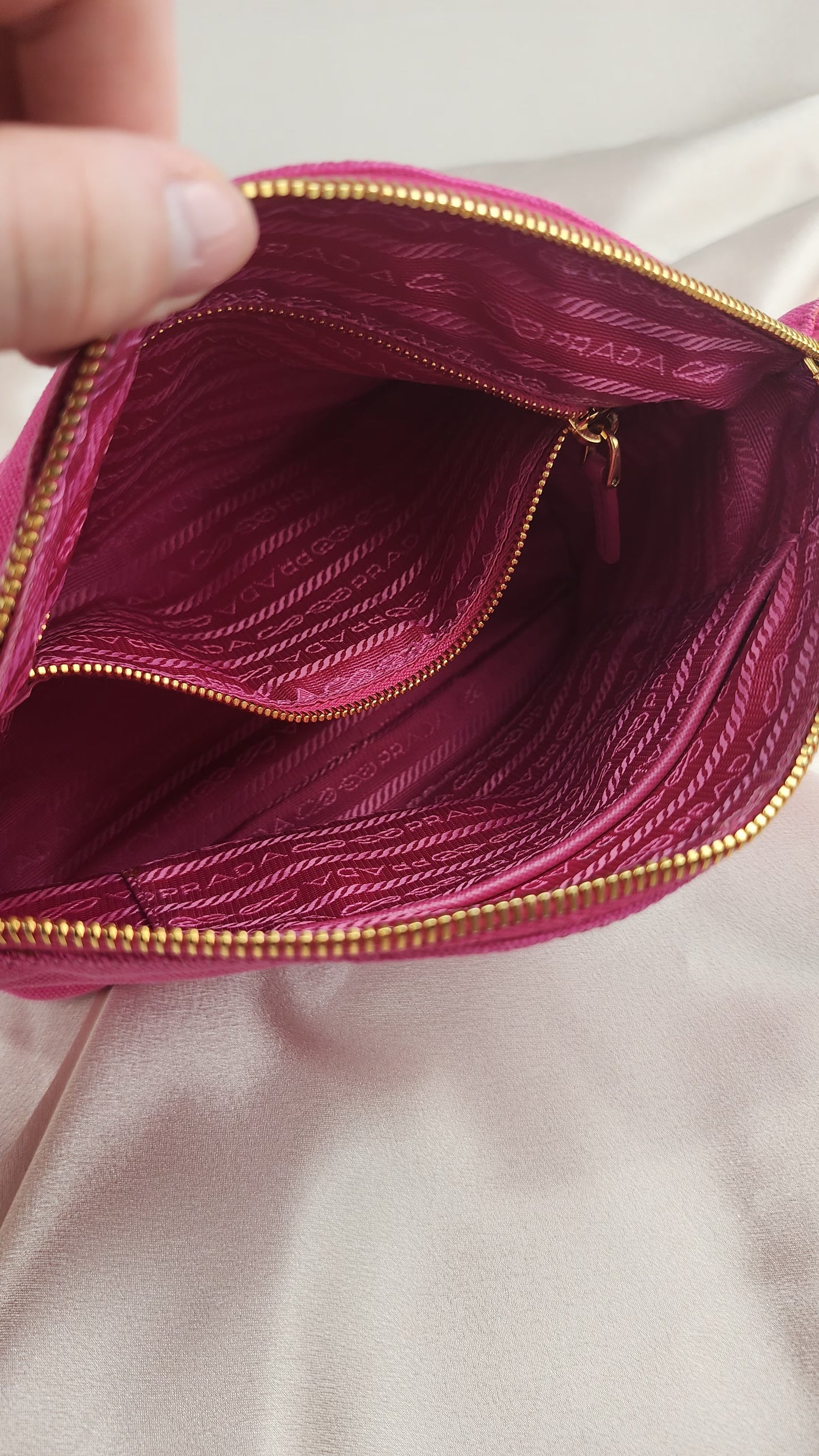 Prada Pink and Gold Canvas Pouch - 914