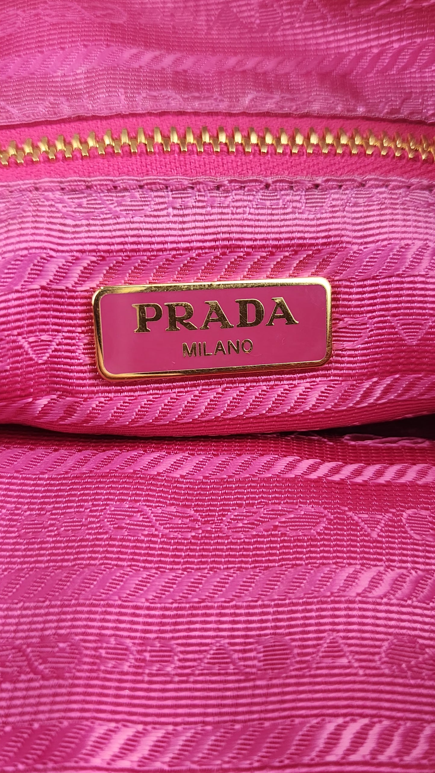 Prada Pink and Gold Canvas Pouch - 914