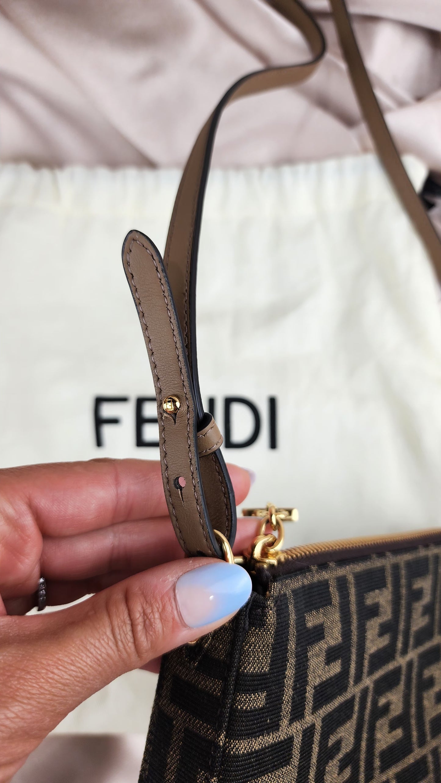 Fendi Baguette Pouch Brown with Chain - 0282