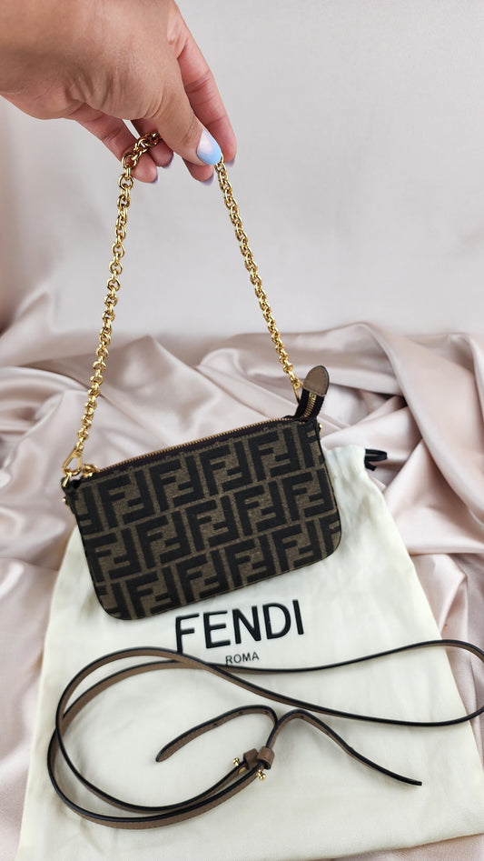 Fendi Baguette Pouch Brown with Chain - 0282