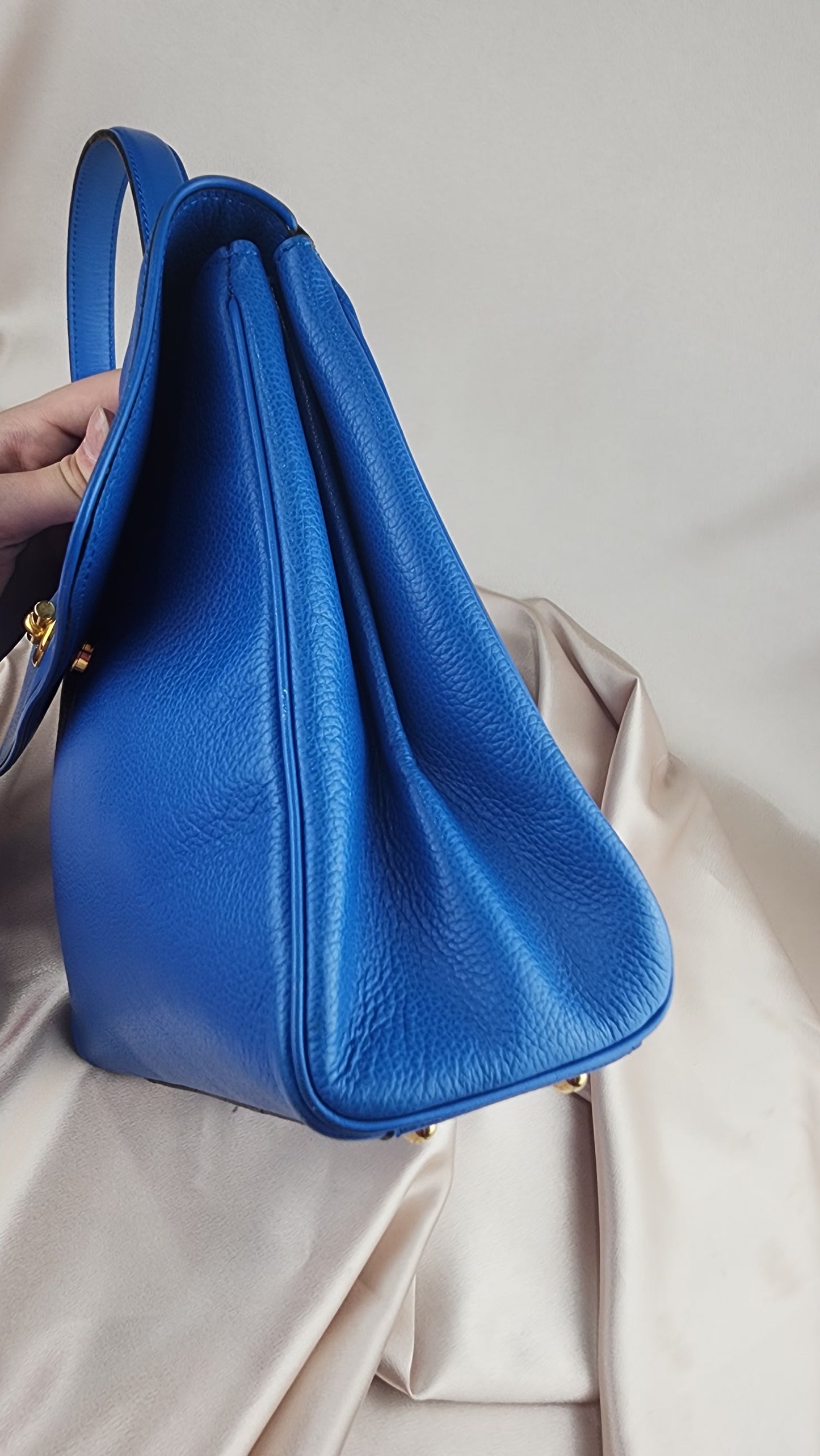 Celine Blue Leather Handbag with Long Strap - 945