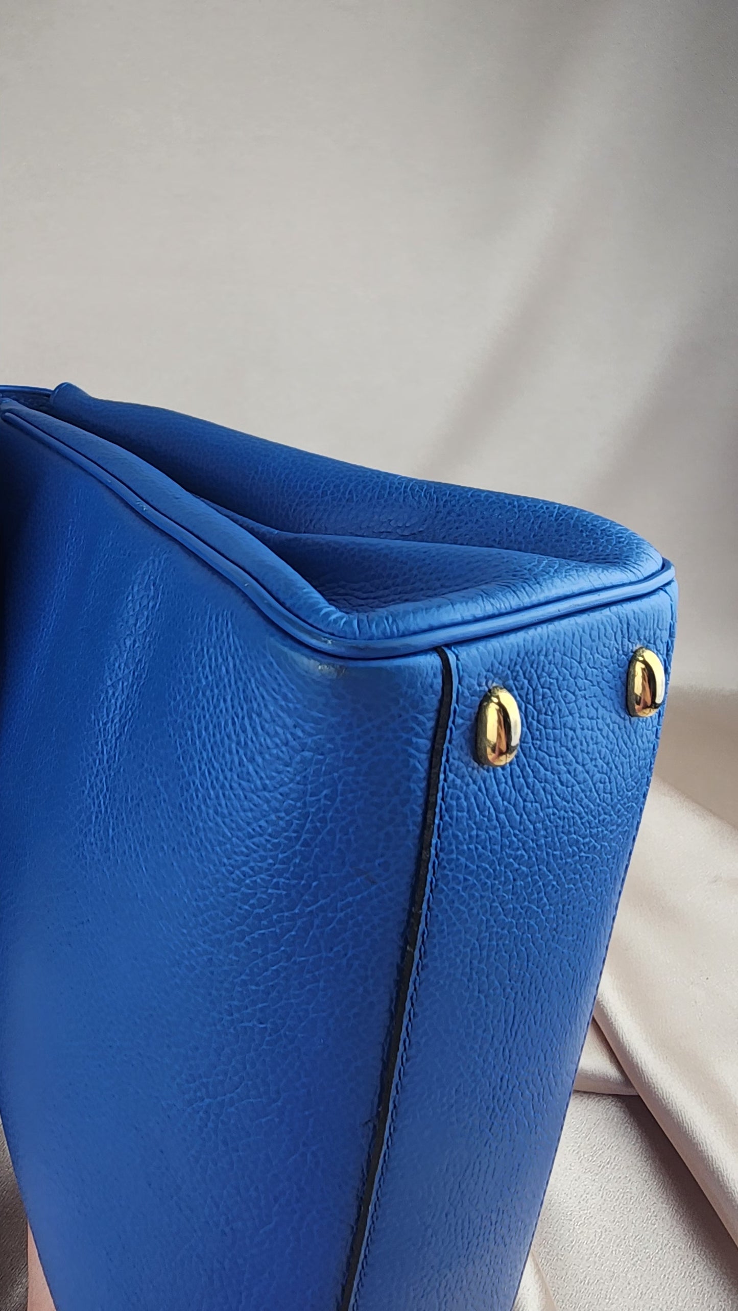 Celine Blue Leather Handbag with Long Strap - 945