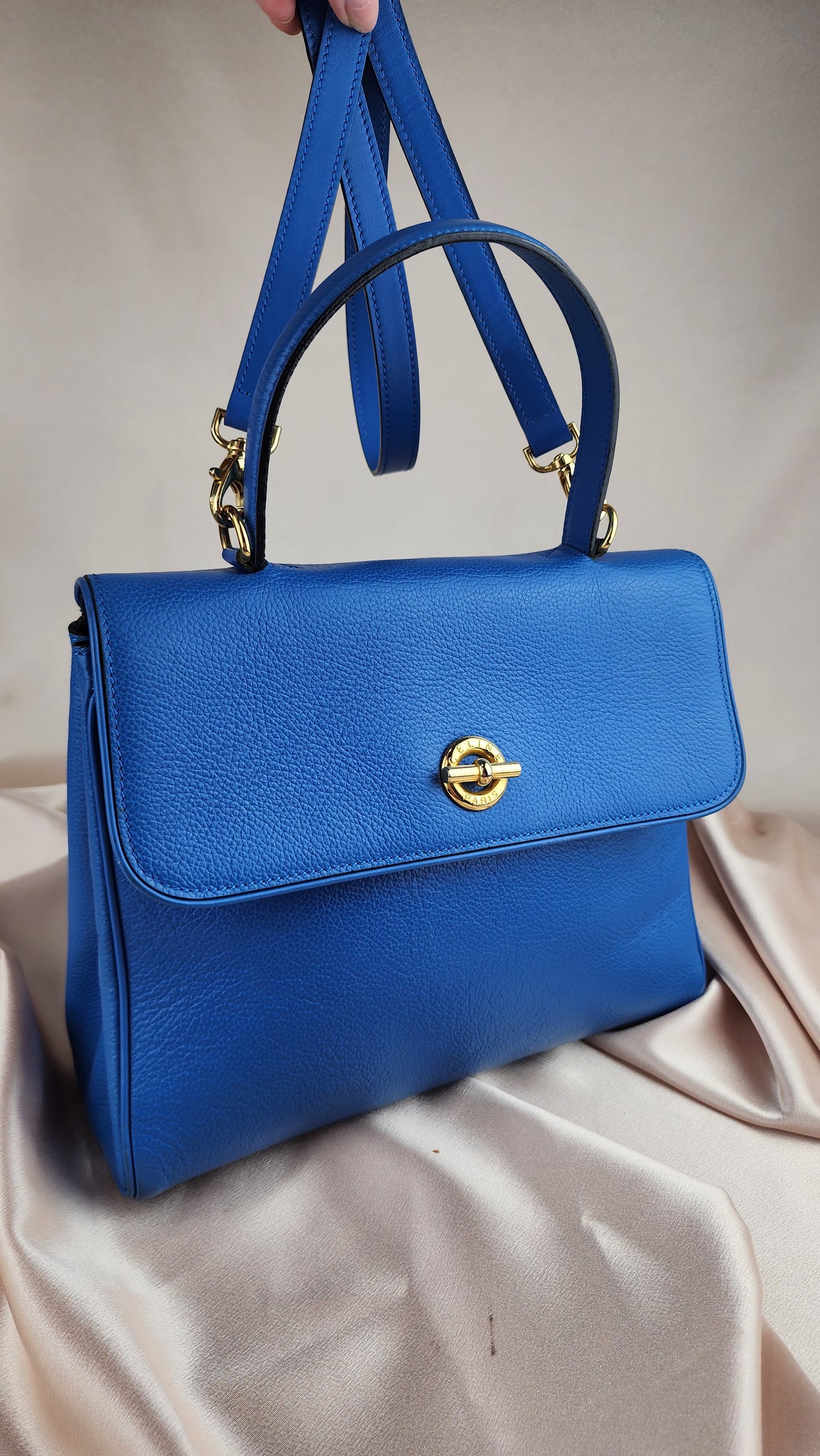 Celine Blue Leather Handbag with Long Strap - 945