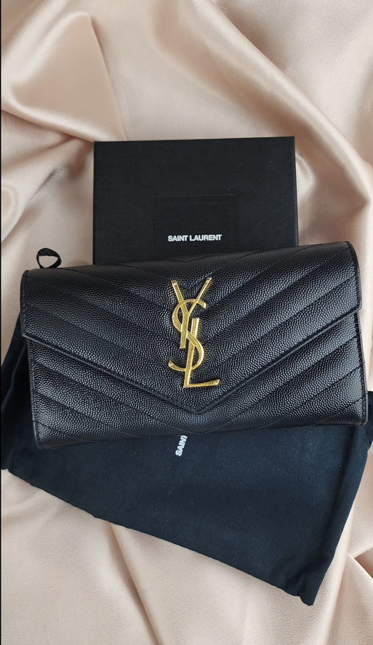 Saint Laurent V Stitch Leather Wallet  - 976