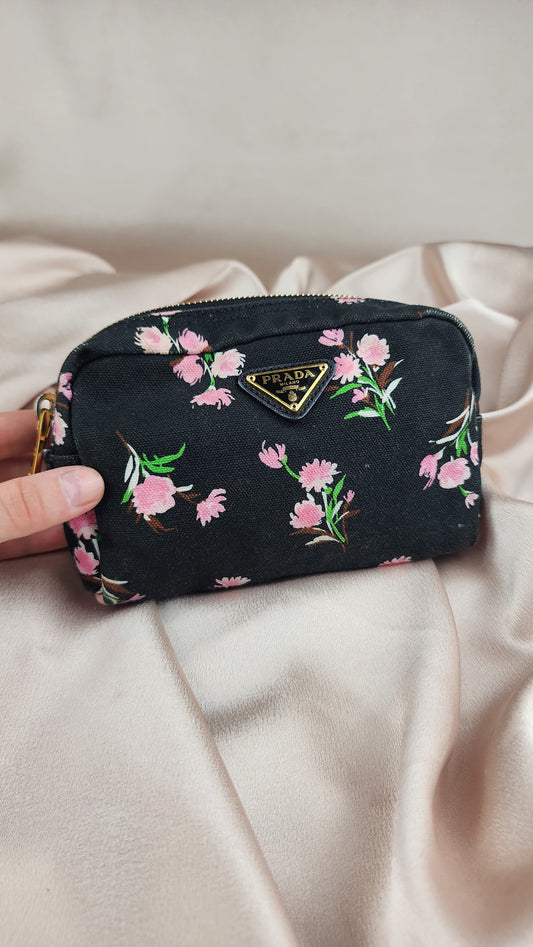 Prada Flower Canvas Pouch - 1041