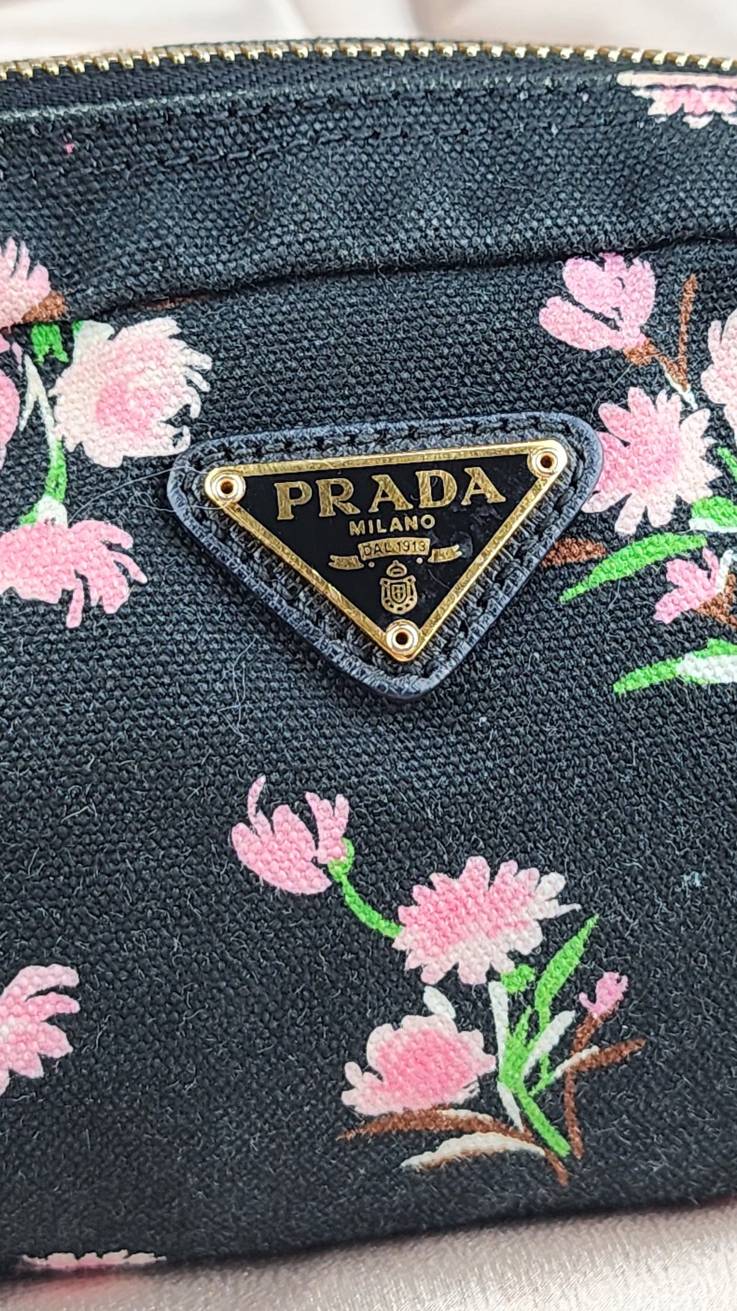 Prada Flower Canvas Pouch - 1041